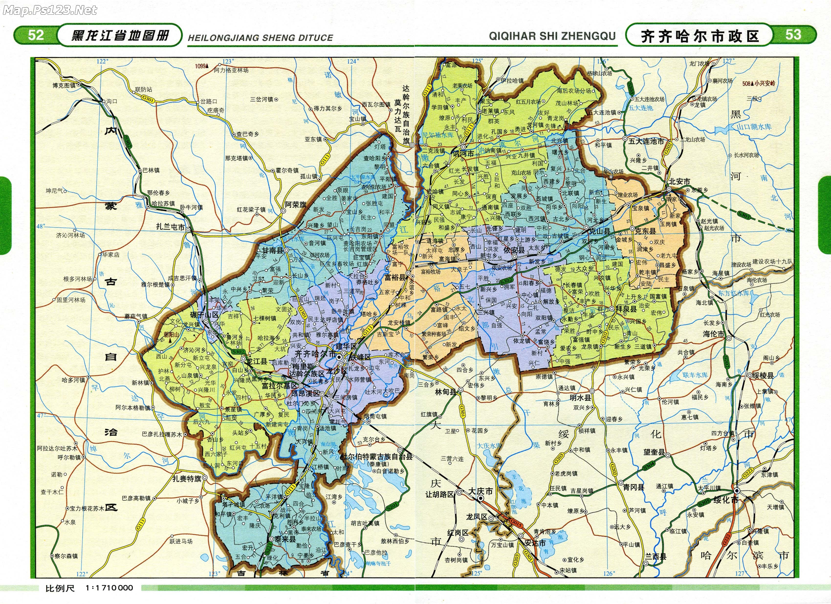 中国地图 黑龙江 齐齐哈尔 >> 齐齐哈尔地图全图图片