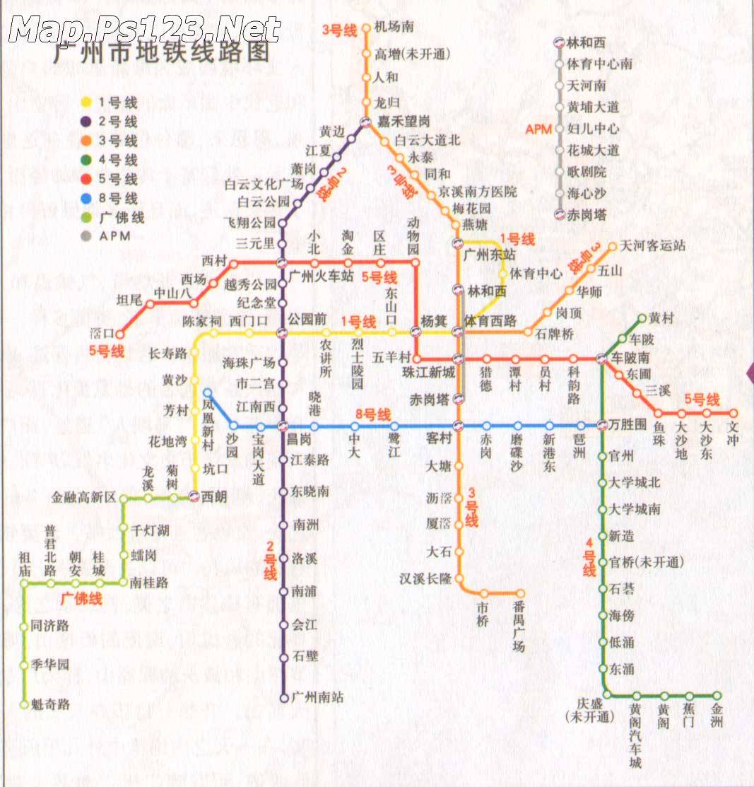 广州市区地铁线路图_广州市地图查询