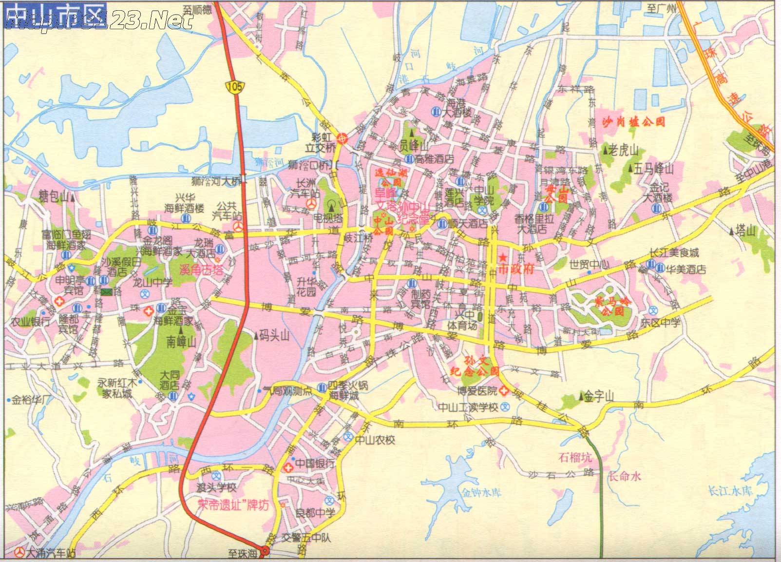地图 广东 中山市  中山市区地图全图  分类: 中山市 交通地图