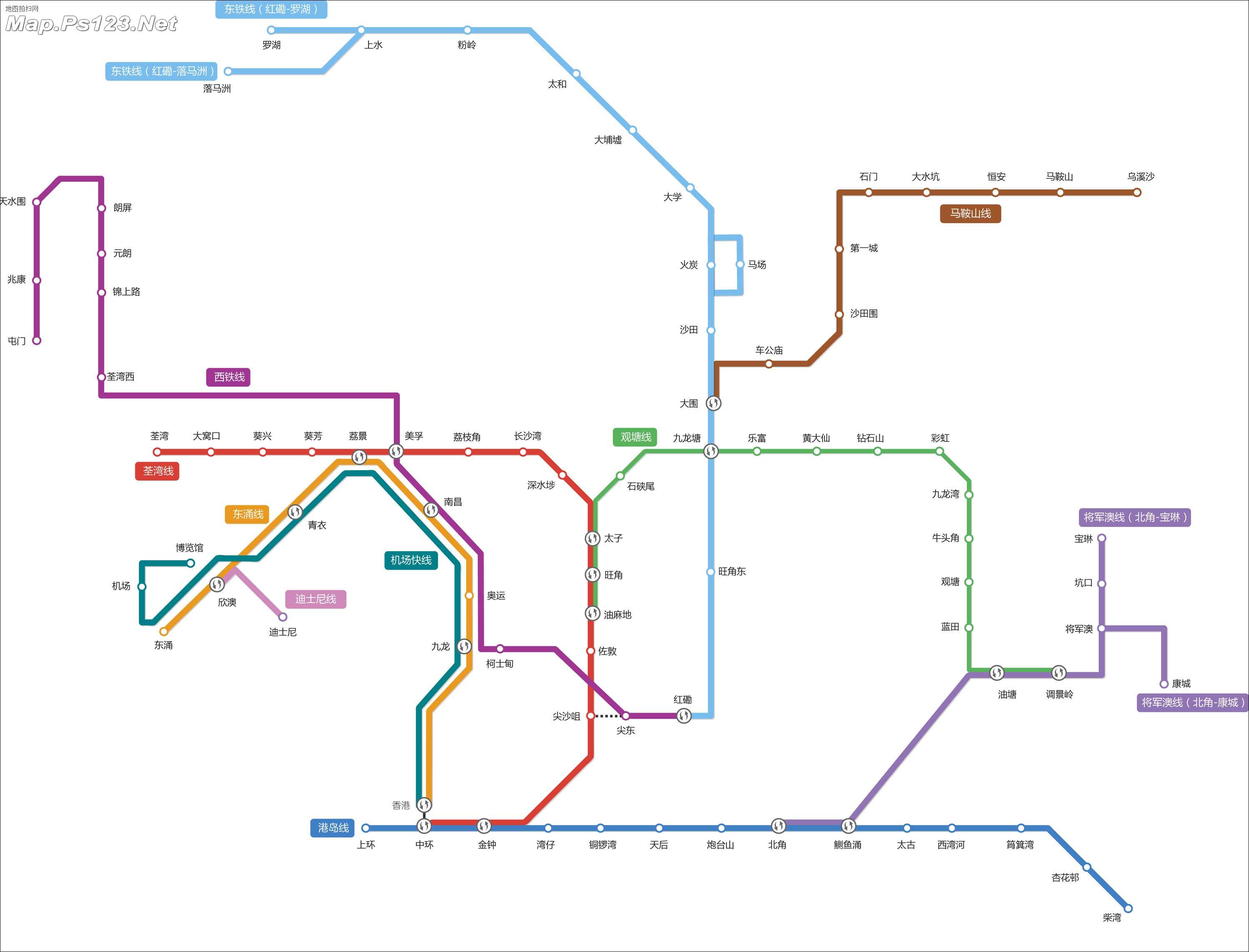 香港地铁线路图高清