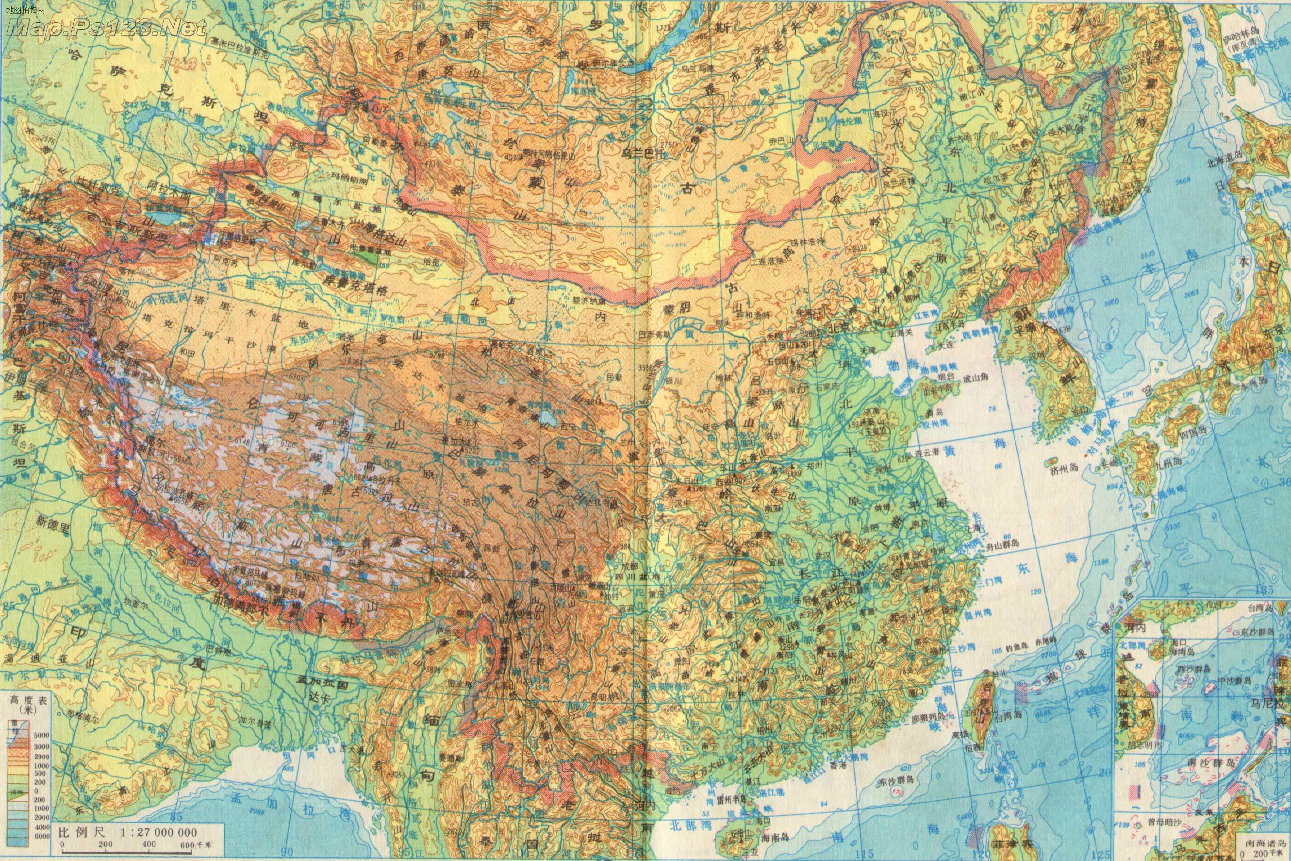 中国地形地图图片