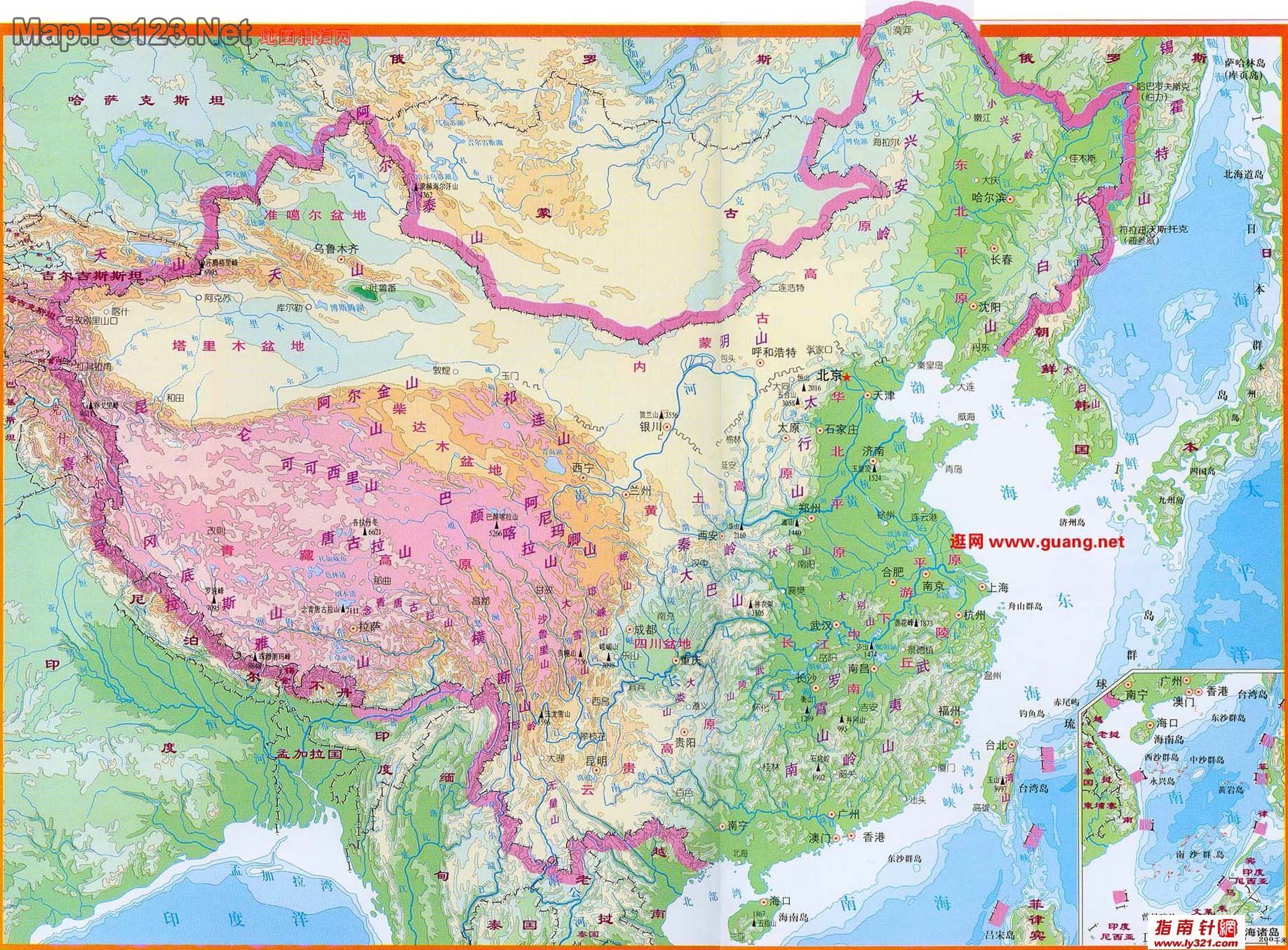 中国山脉地形图