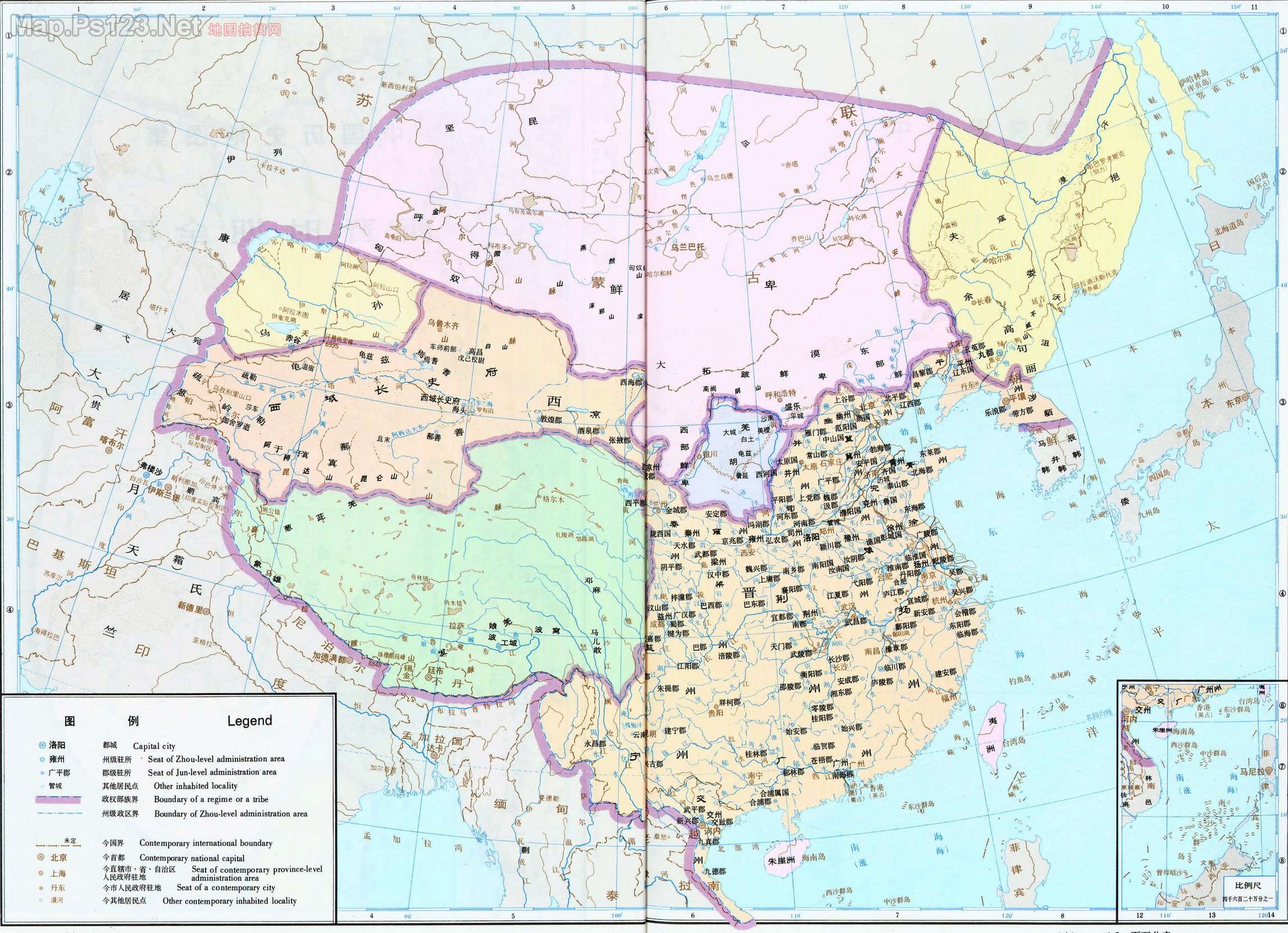 历史地图:西晋时期全图_中国历史地图查询图片