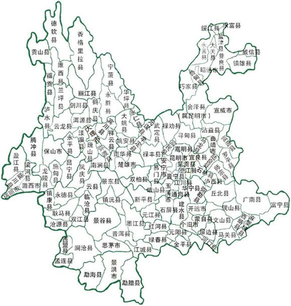 云南省县级分界图