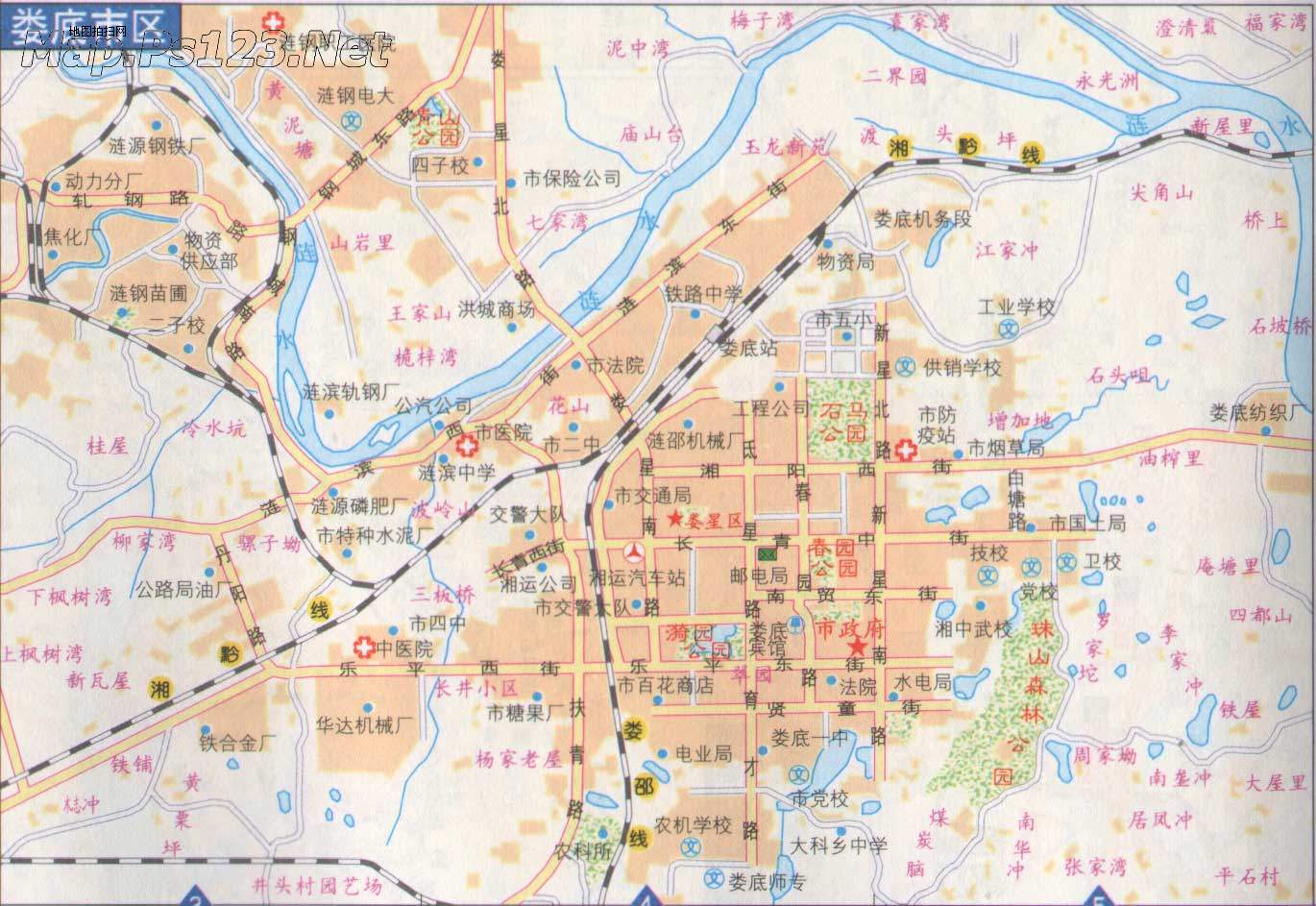 娄底市区地图图片