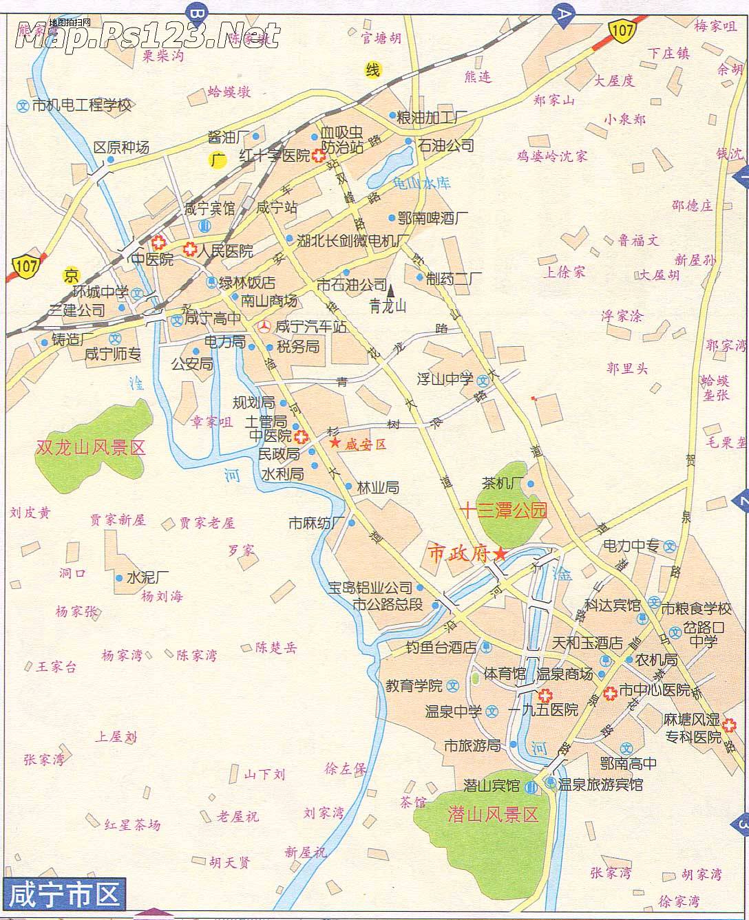 地图 湖北 咸宁市  咸宁市区地图  相关: 武汉市  恩施州