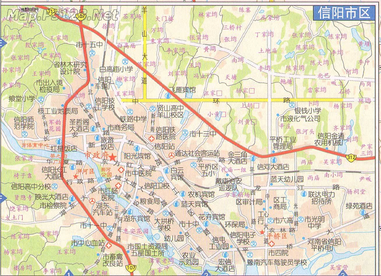 地图 河南 信阳市  信阳市区地图  分类: 信阳市 城市地图