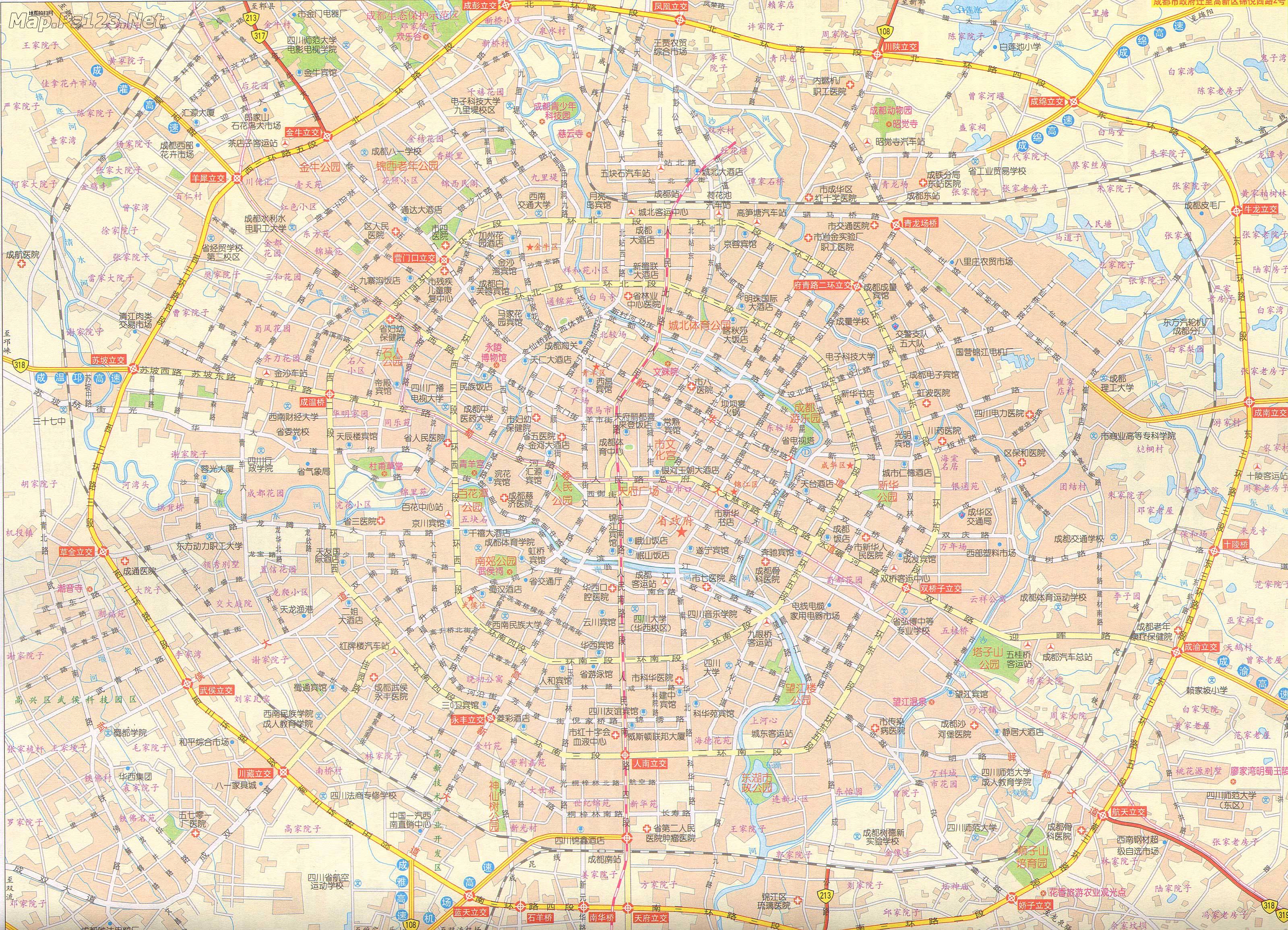 中国地图 四川 成都市 >> 成都市区地图  分类: 成都市 中国城市地图图片
