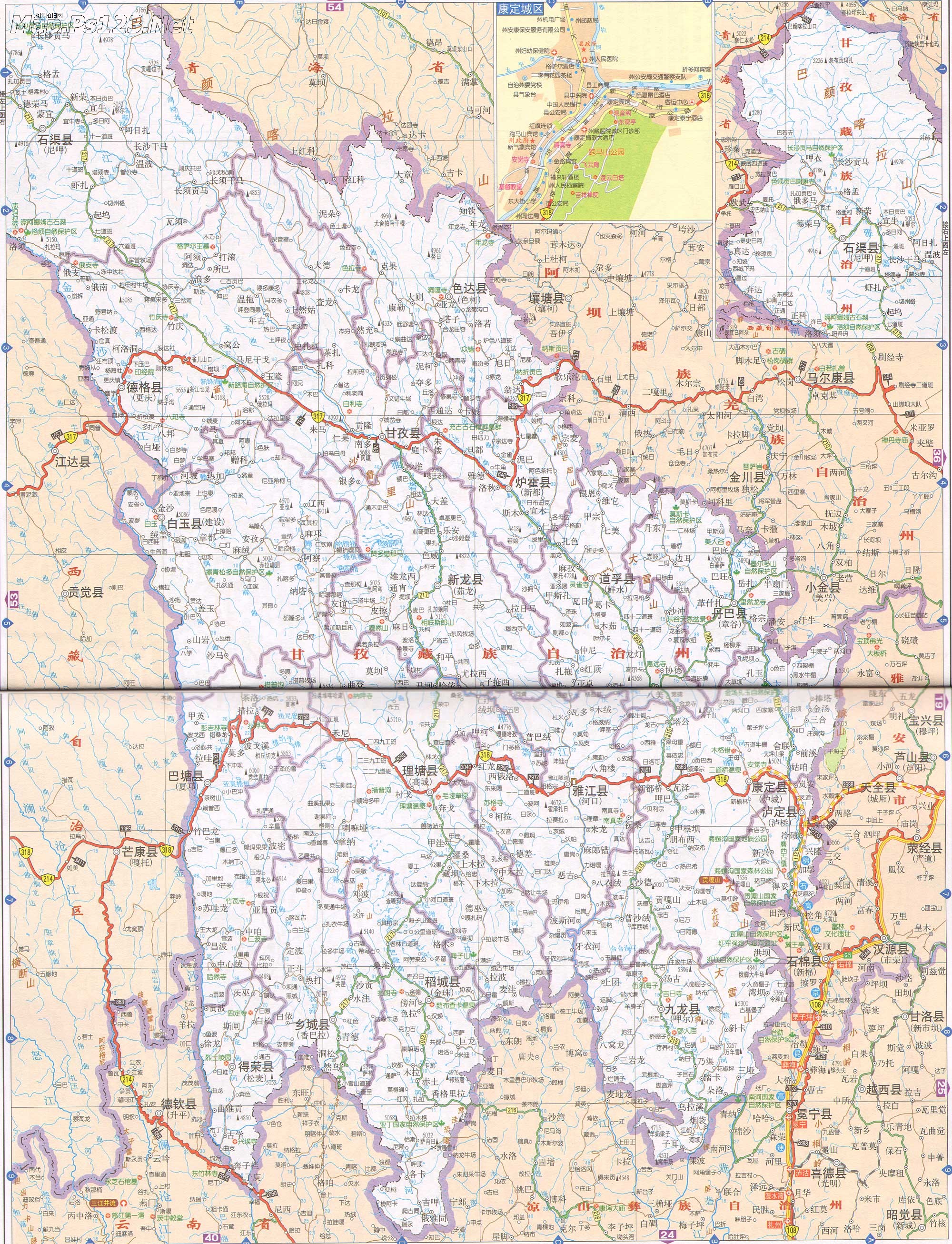 甘孜州 上一幅地图: 康定城区地图 | 甘孜州 | 下一幅地图: 巴塘县地图片