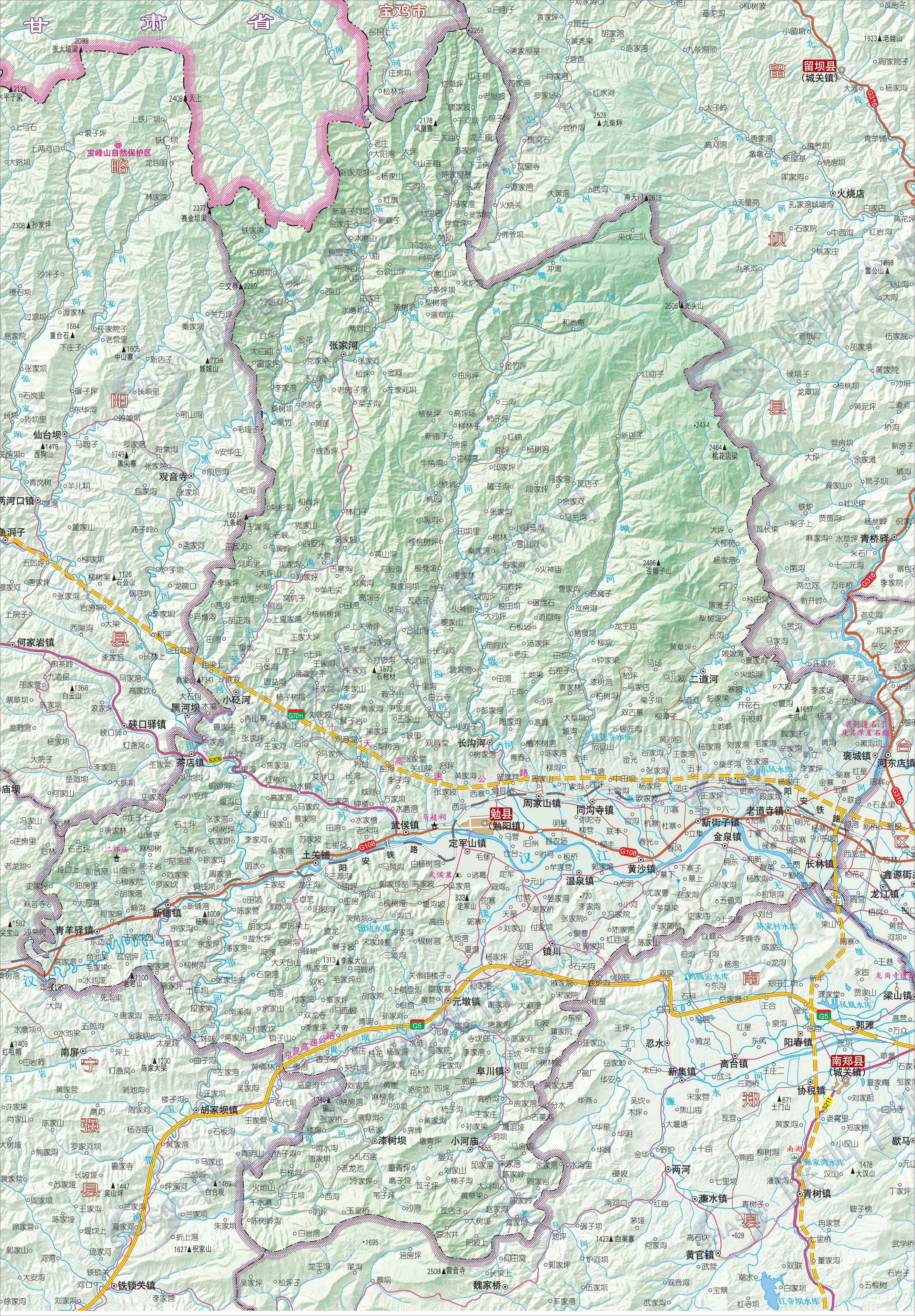 汉中市-勉县地图