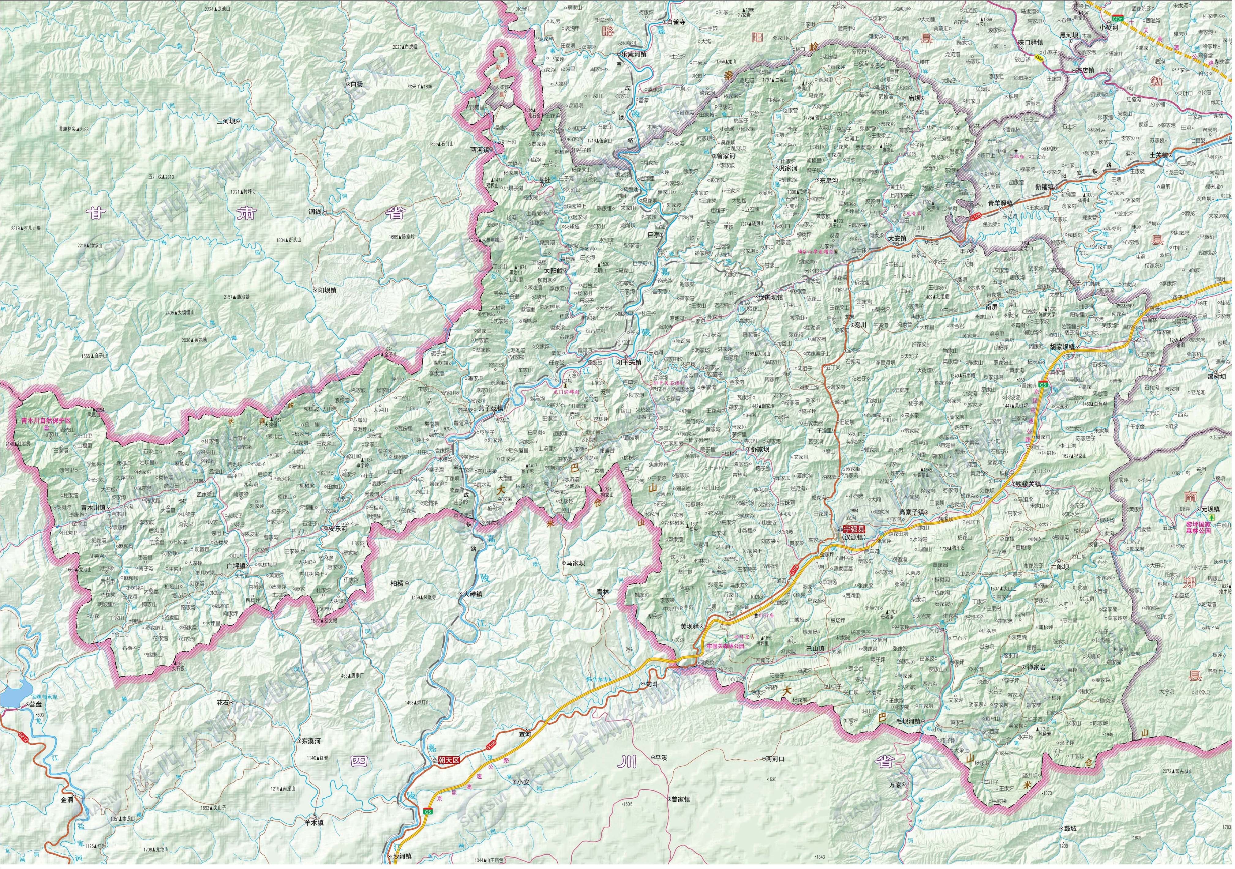 汉中市-宁强县地图