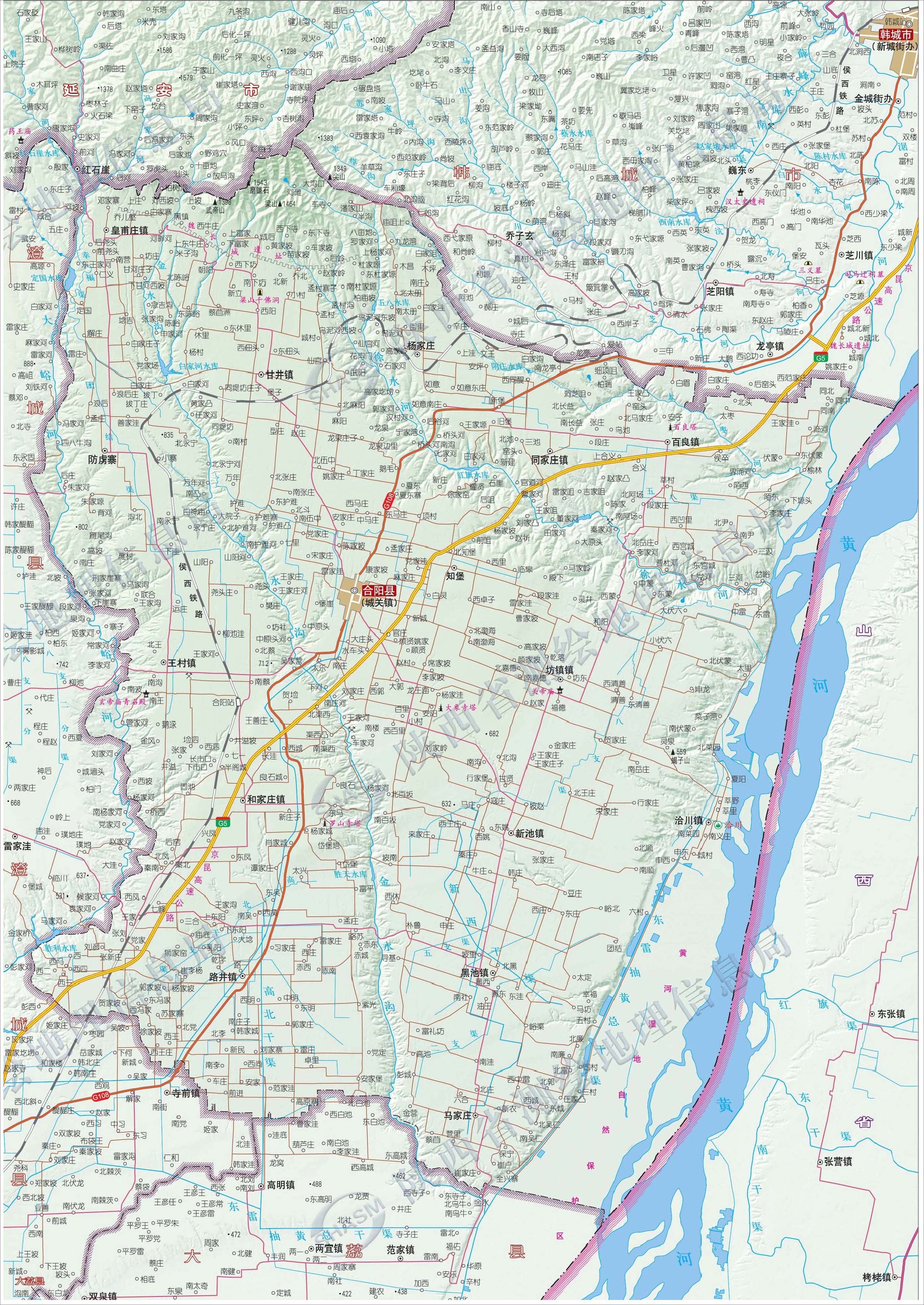 渭南市-合阳县地图_渭南市地图查询图片