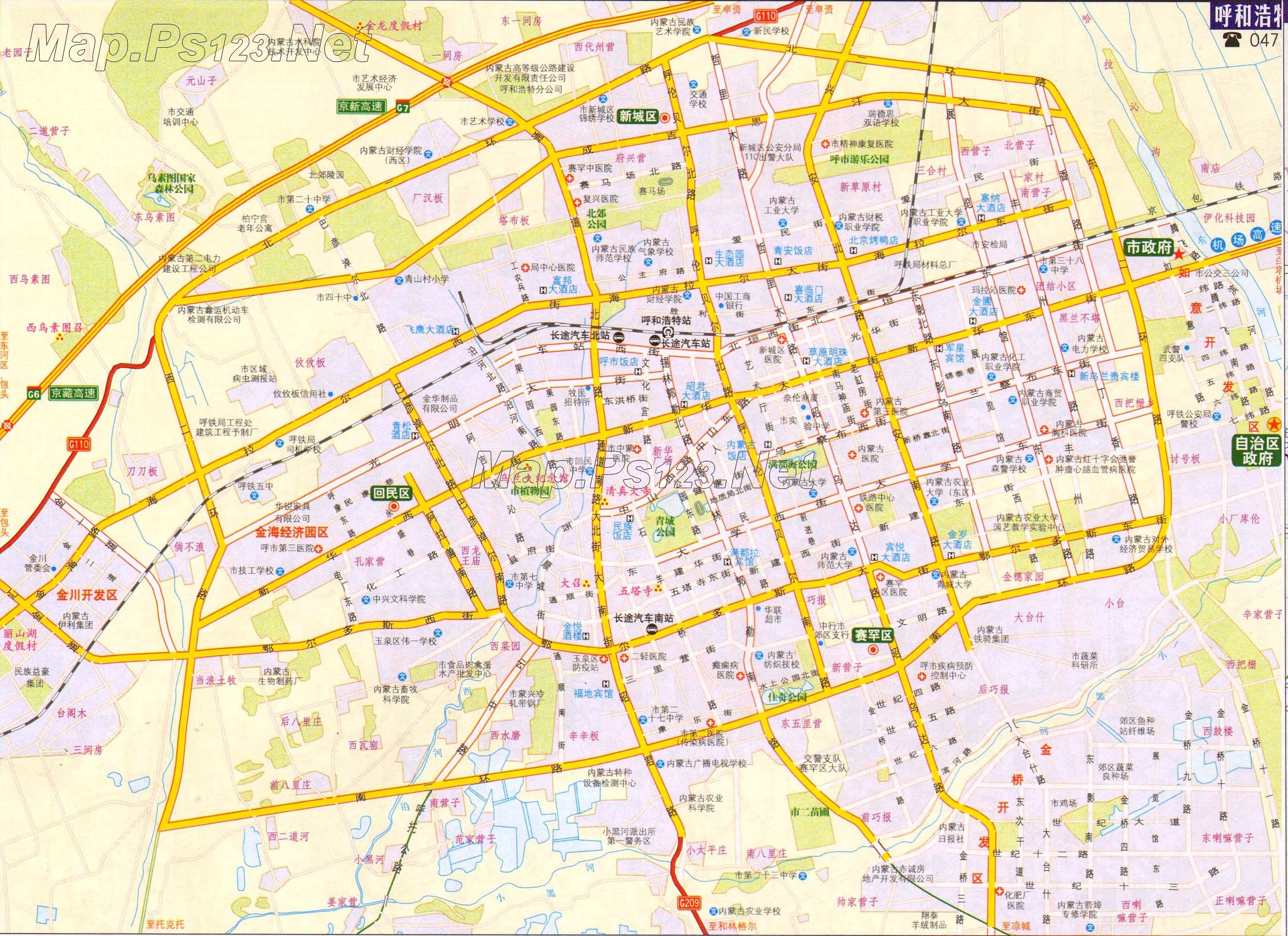 内蒙古呼和浩特交通地图最新版图片