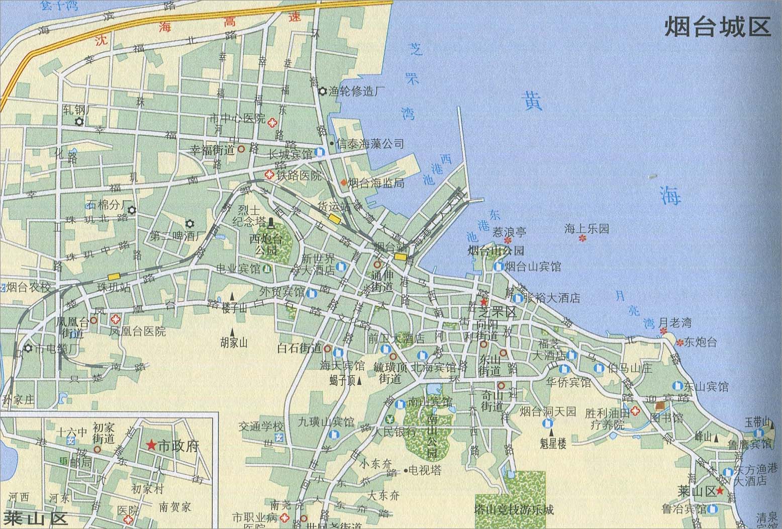 中国地图 山东 烟台市 >> 烟台城区地图  相关链接: 济南市  青岛市