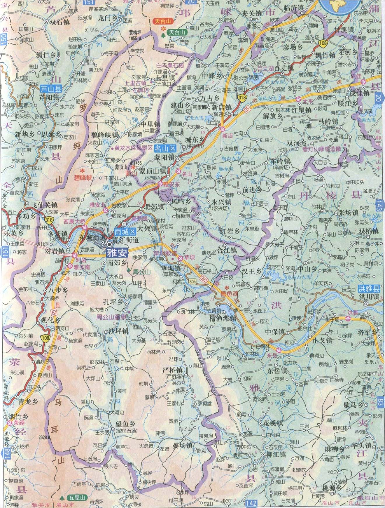 四川雅安雨城区地图四川雅安地图全图四川雅安图片