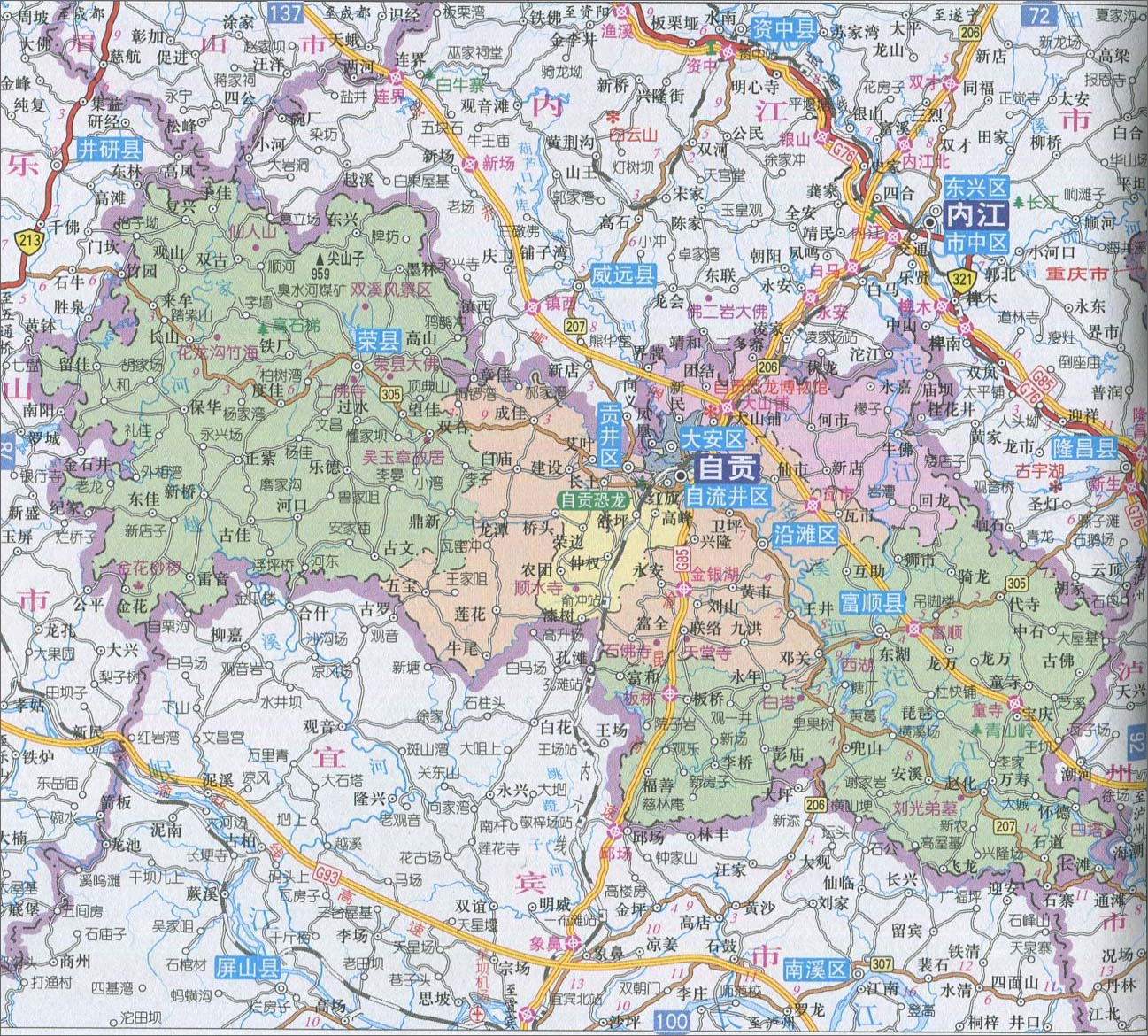 自贡市地图_自贡市地图查询图片
