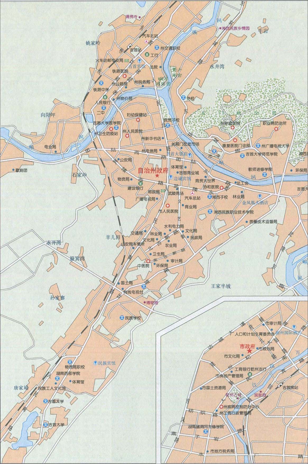 中国地图 湖南 湘西州 >> 吉首城区地图     图片