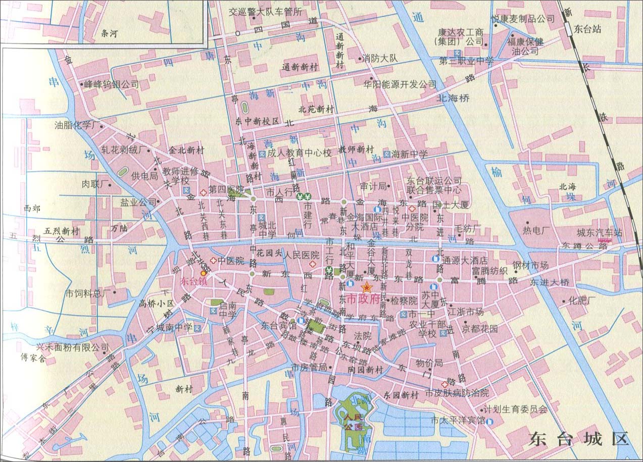 中国地图 江苏 盐城市 >> 东台城区地图  栏目导航: 南京市  无锡市