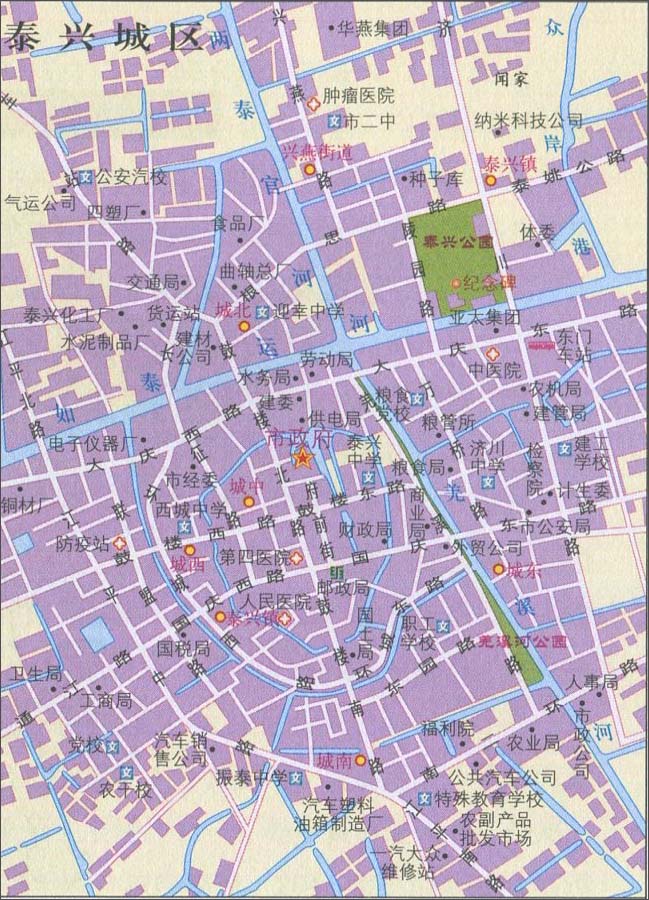 编位各位地理科考生和老师整理2014年的泰兴城区地图,所处省份:泰州市图片