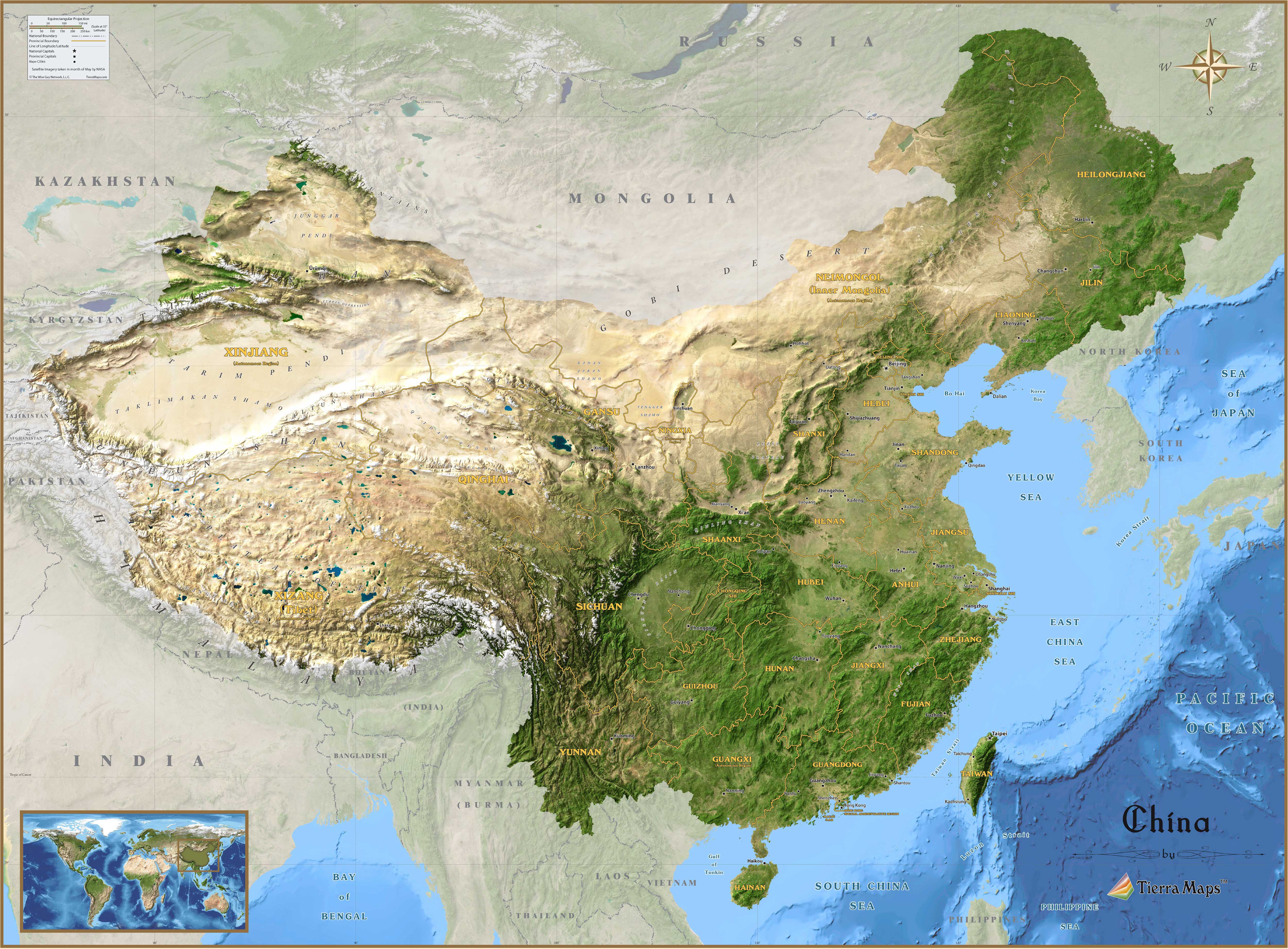 中国地形卫星地图_中国地图查询图片