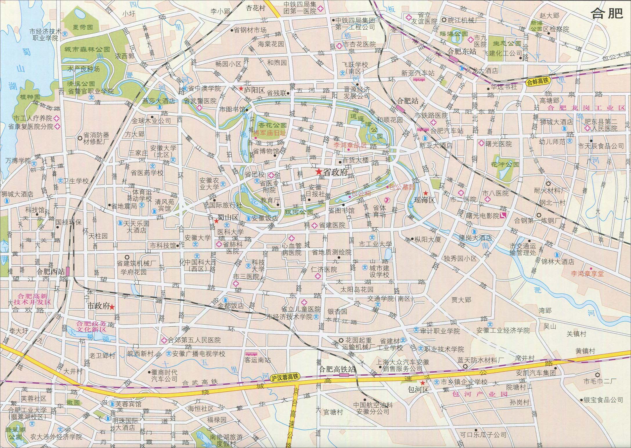 合肥城区地图地形版图片