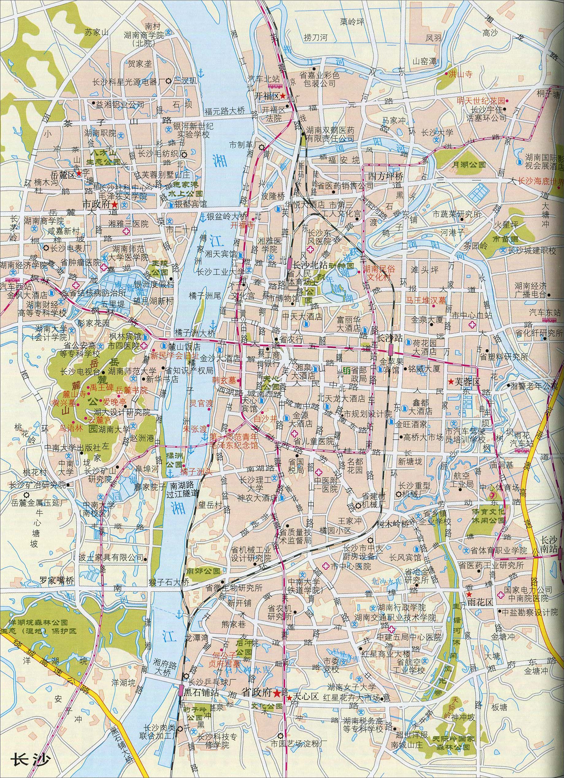 长沙地图地形版_长沙市地图查询图片