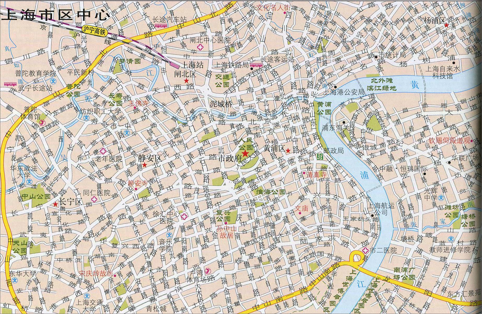 上海市中心地图地形版