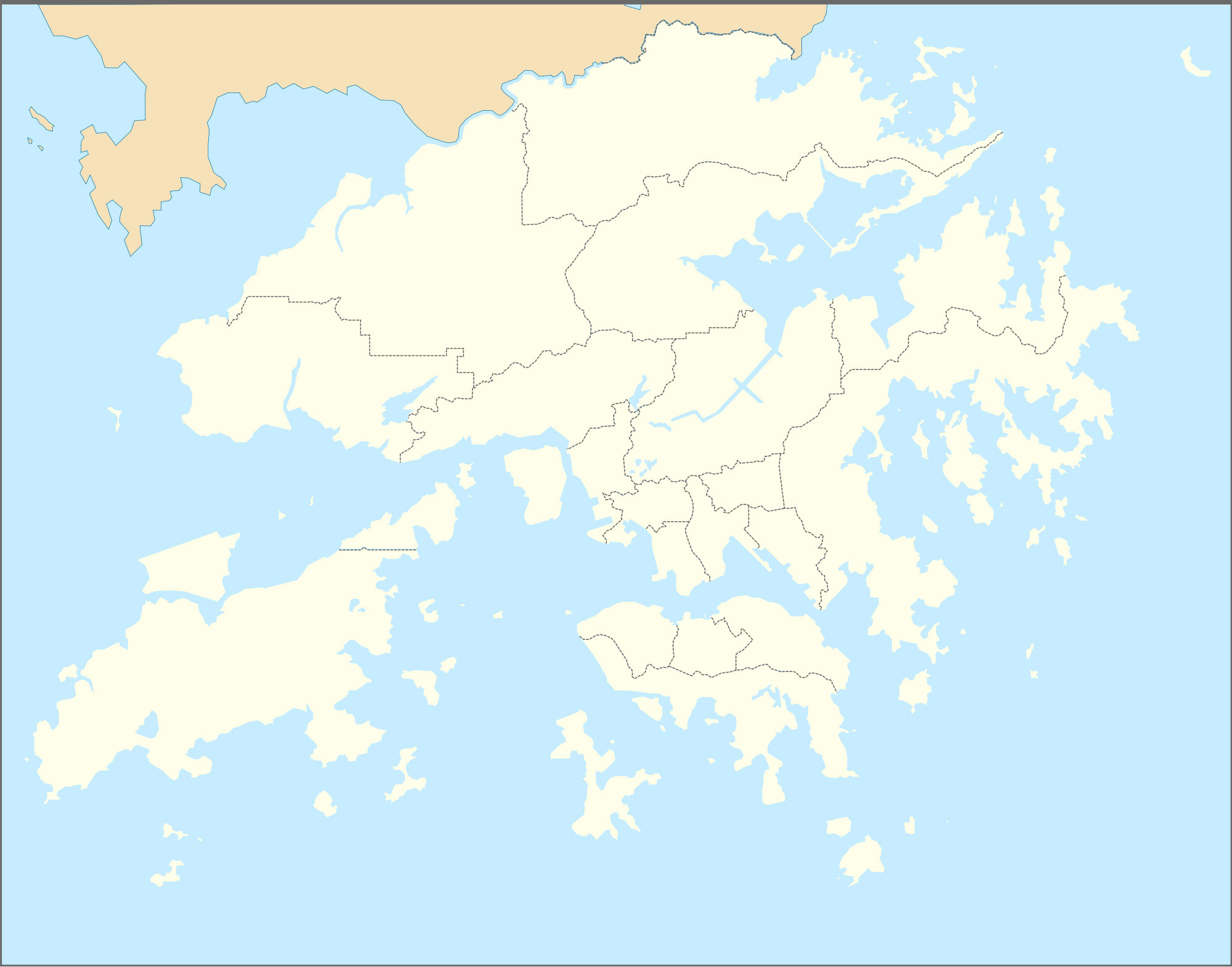 中国地图 香港 >> 香港空白线描地图图片