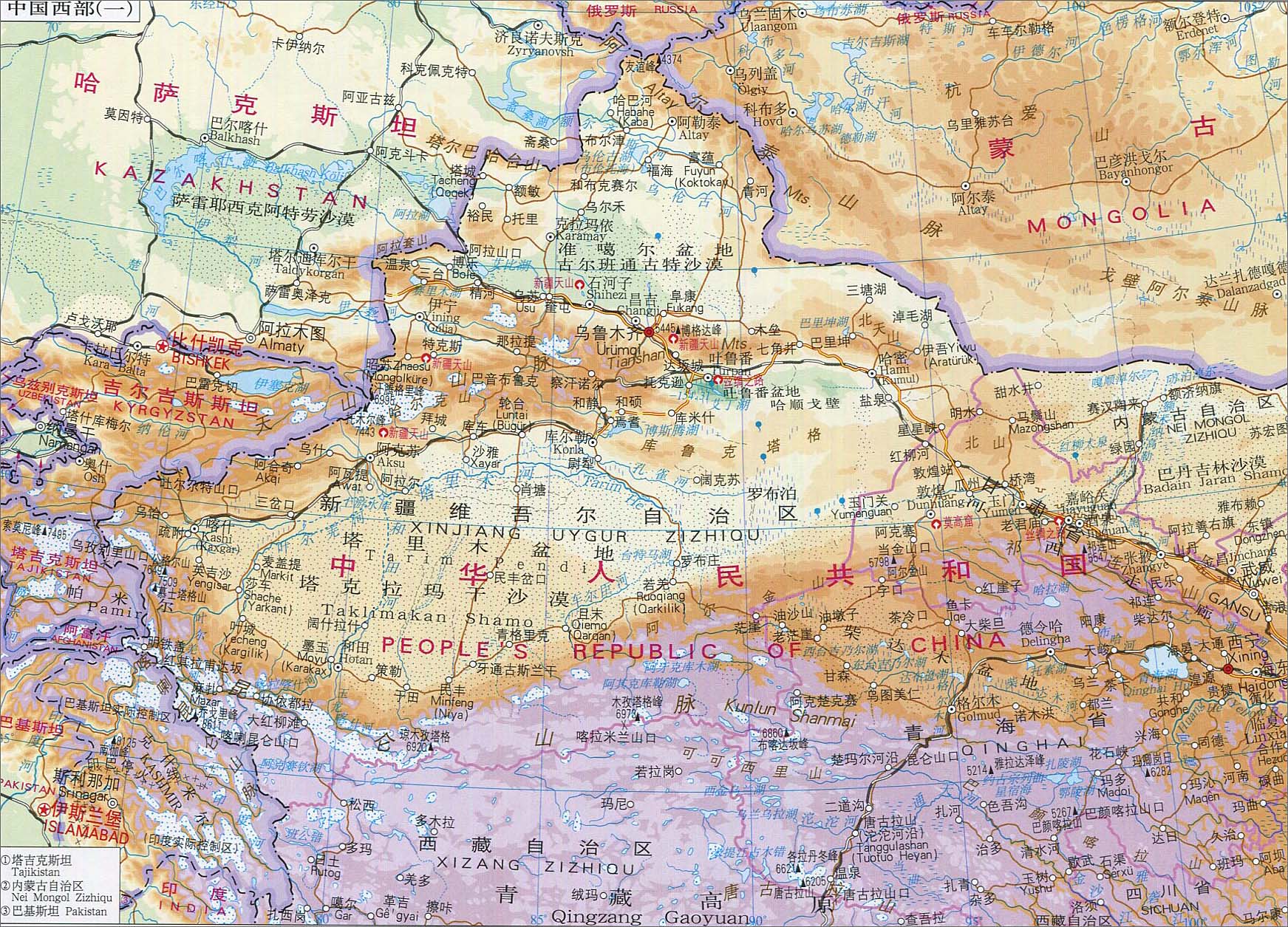 中国西部地图一