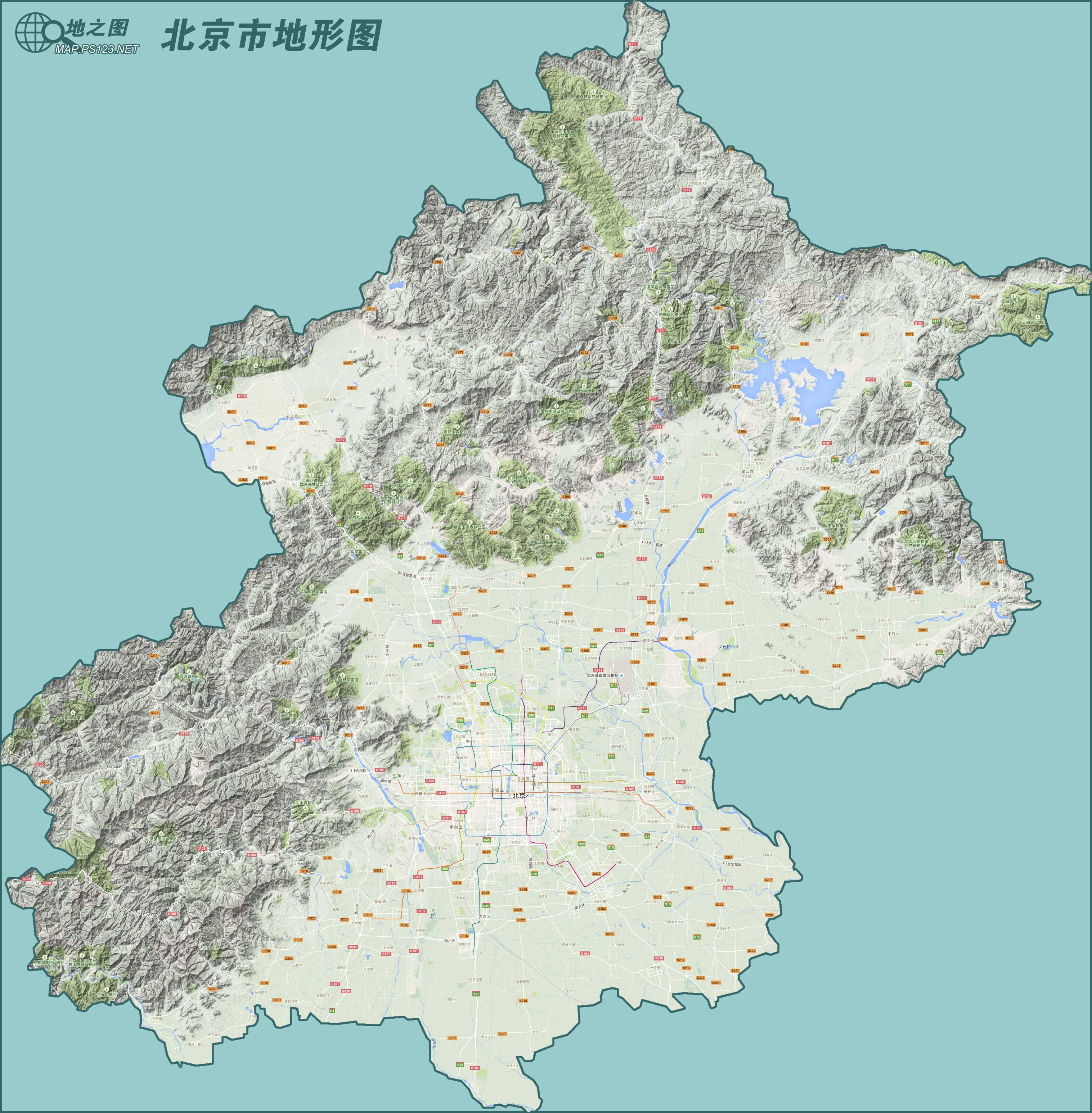 北京地图(谷歌11级地形版)图片