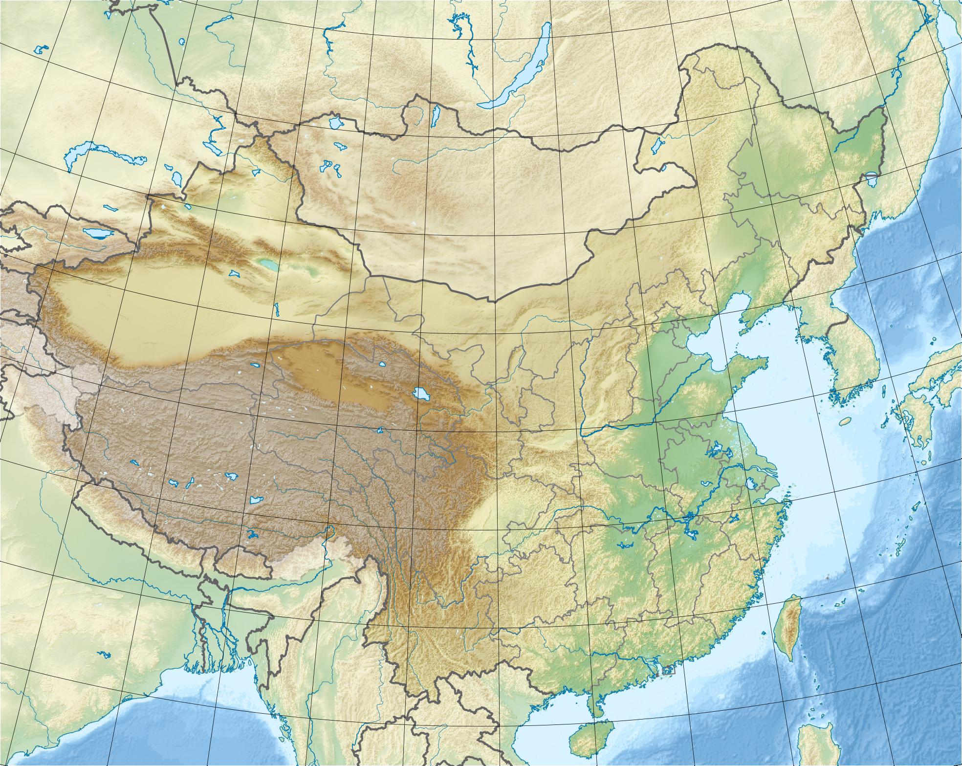 中国地图(空白地形版)图片