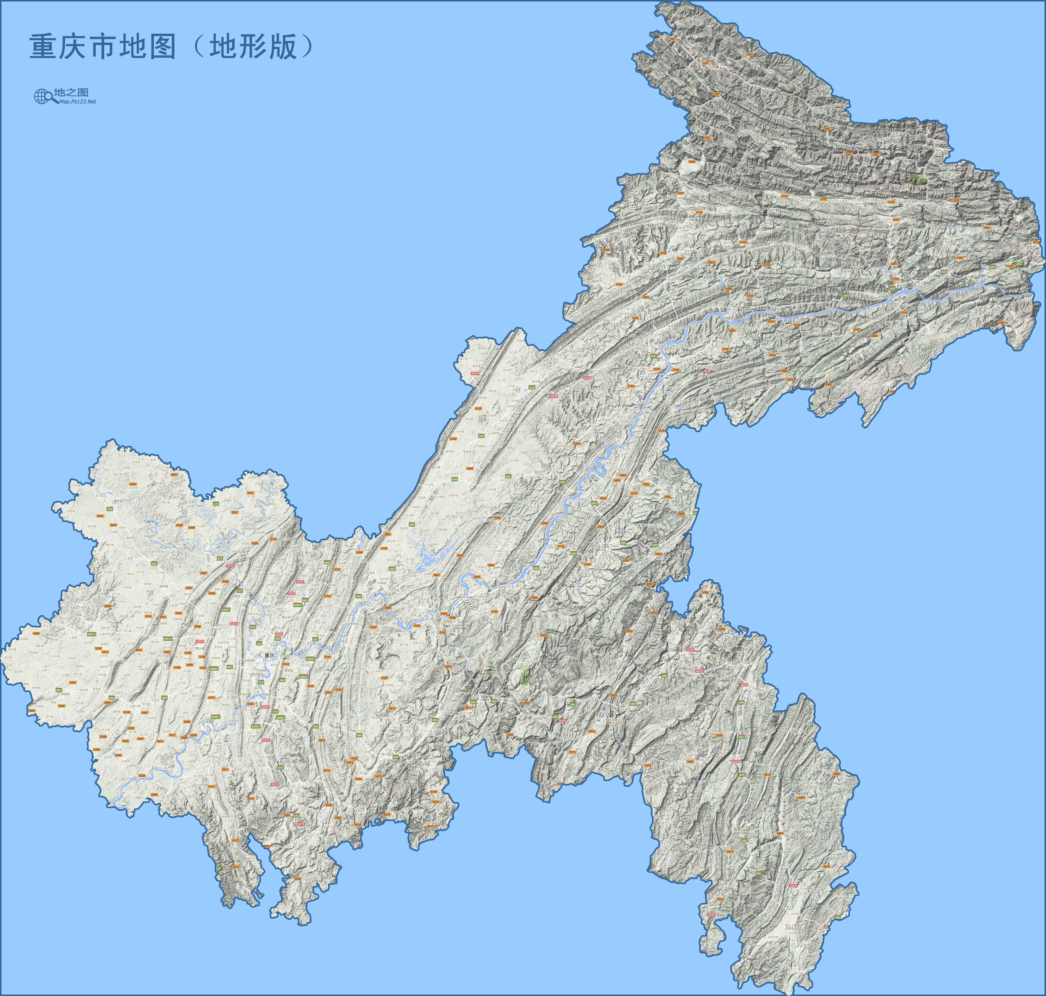重庆地图(地形图)图片