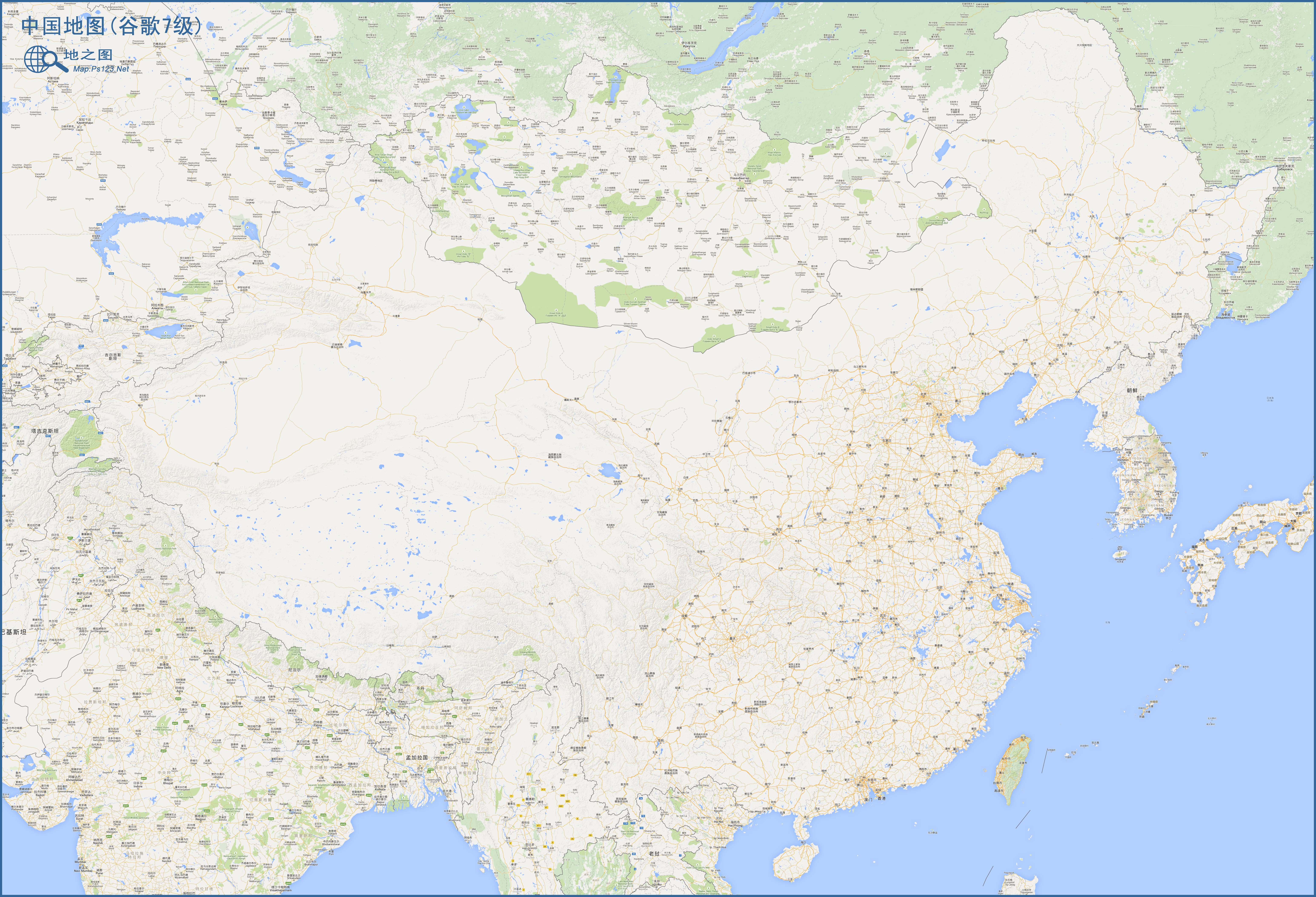 中国地图(谷歌7级)图片