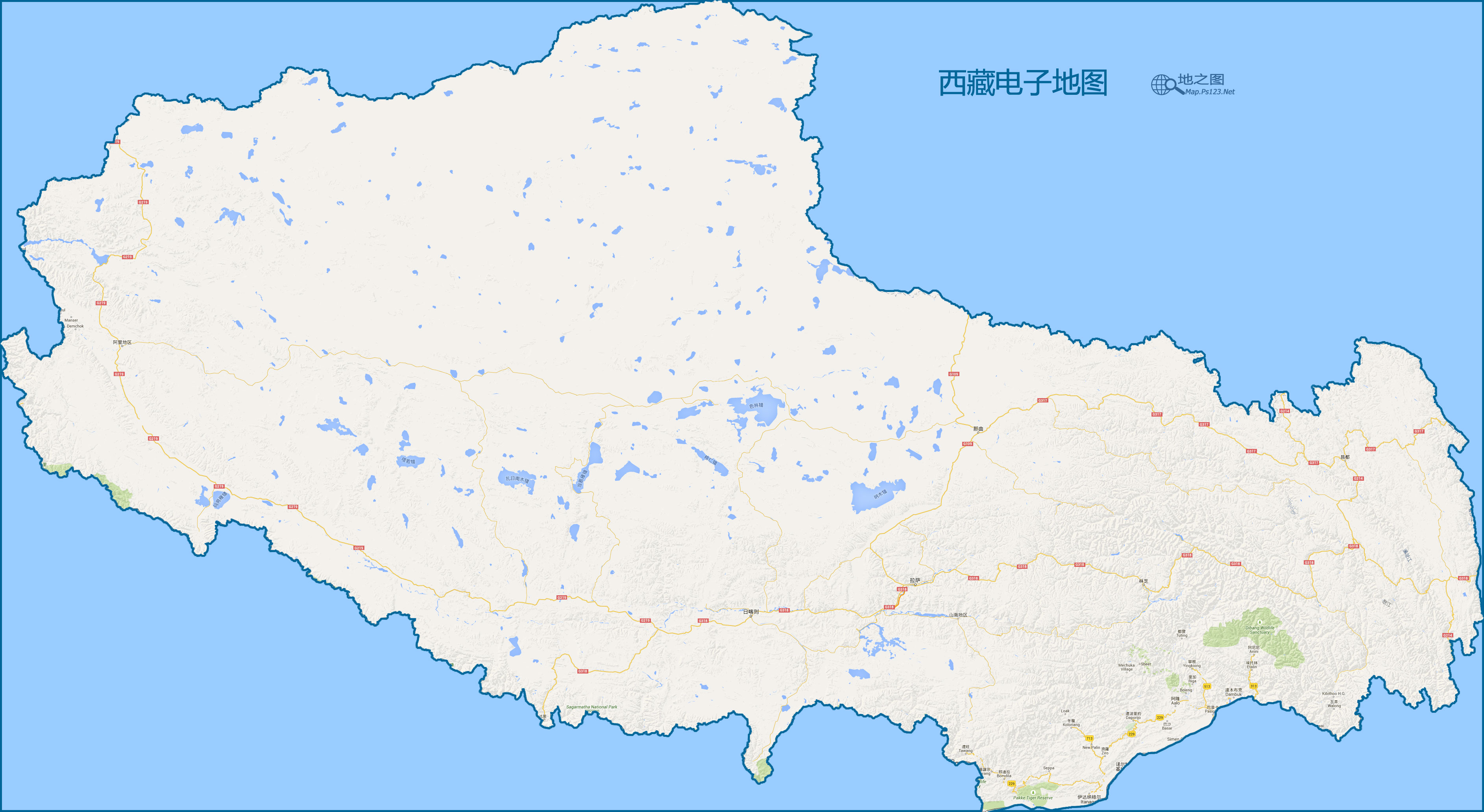 西藏电子地图图片