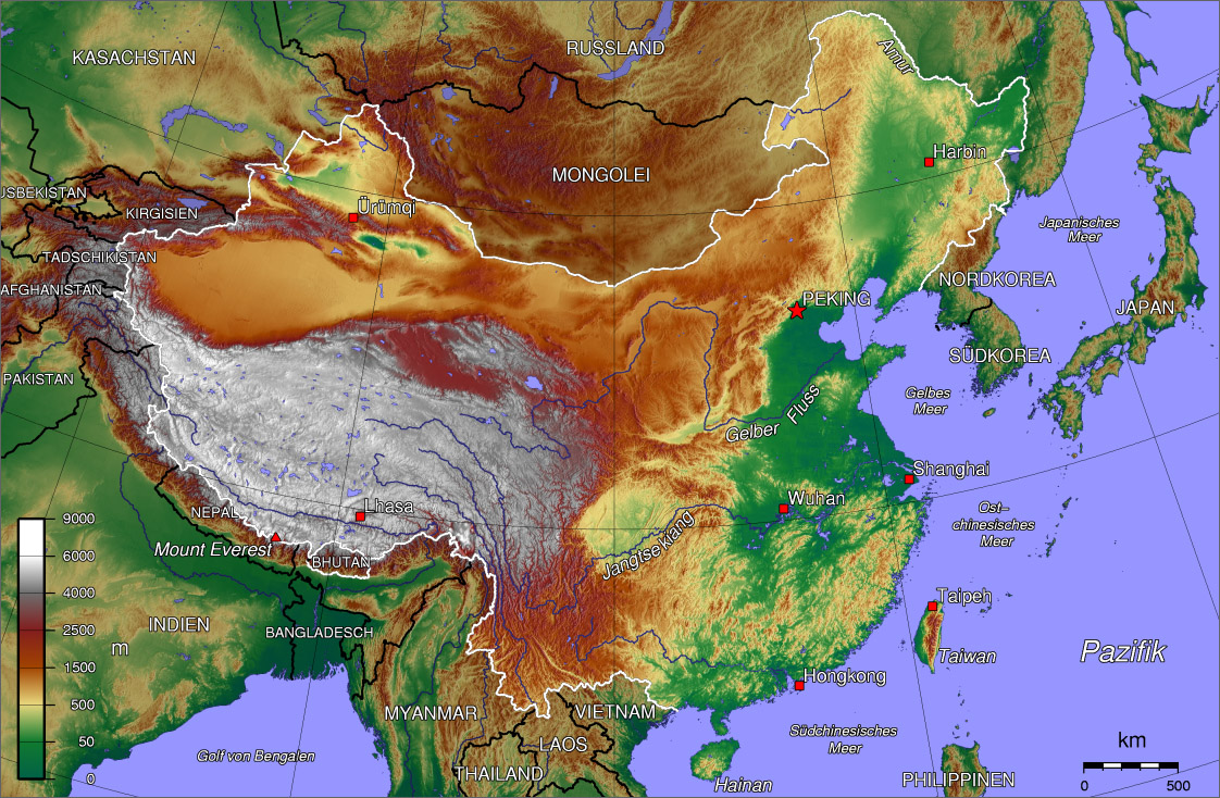 中国地势图