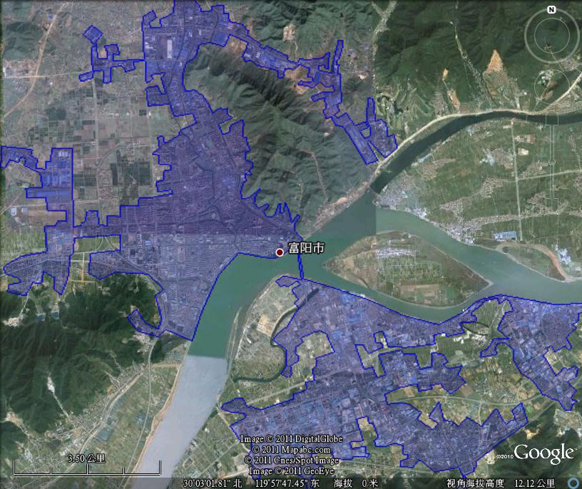 富阳市建成区面积41.4平方公里_杭州市地图查询