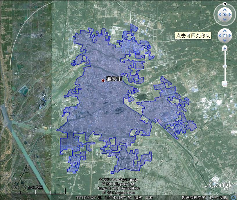 地图 江苏 淮安市  淮安市建成区面积61.6平方公里