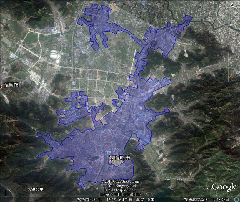 温岭市建成区面积26.9平方公里_台州市地图查询
