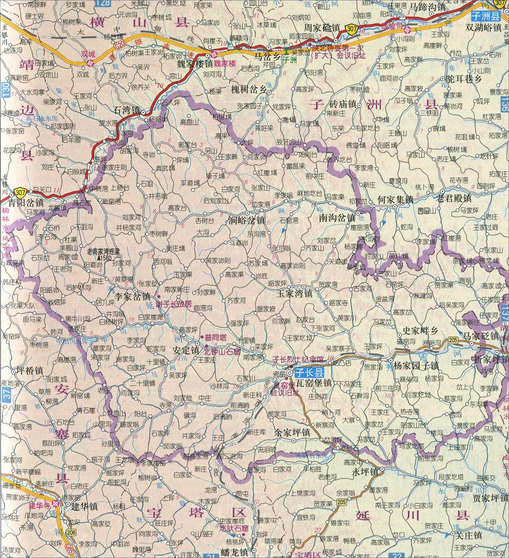 渭南市  延安市  汉中市  榆林市  安康市  商洛市 上一幅地图: 志丹