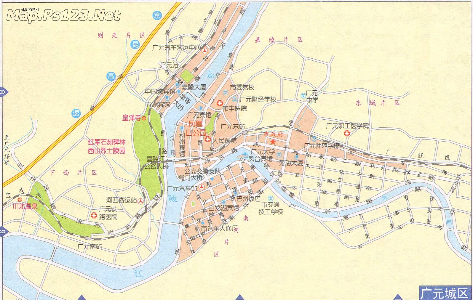 广元市区地图图片