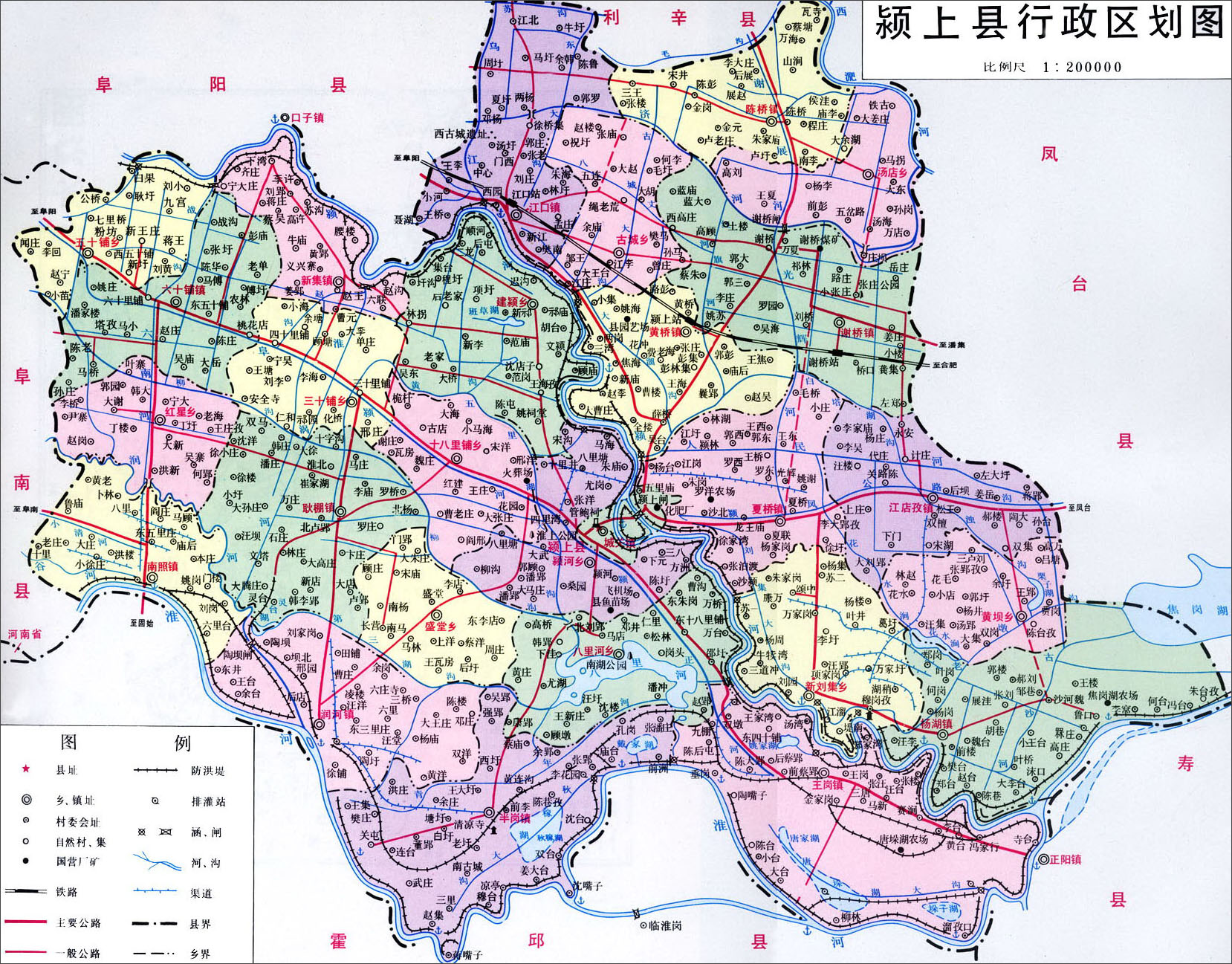 地图 安徽 阜阳市  颍上县行区划图  分类: 阜阳市  更新
