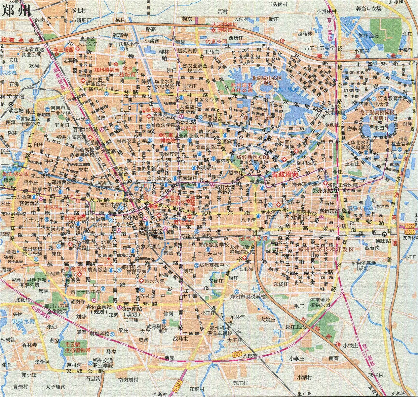 郑州旅游交通地图
