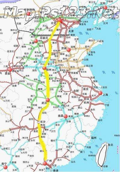 京广高铁路线图_高铁线路图_地之图
