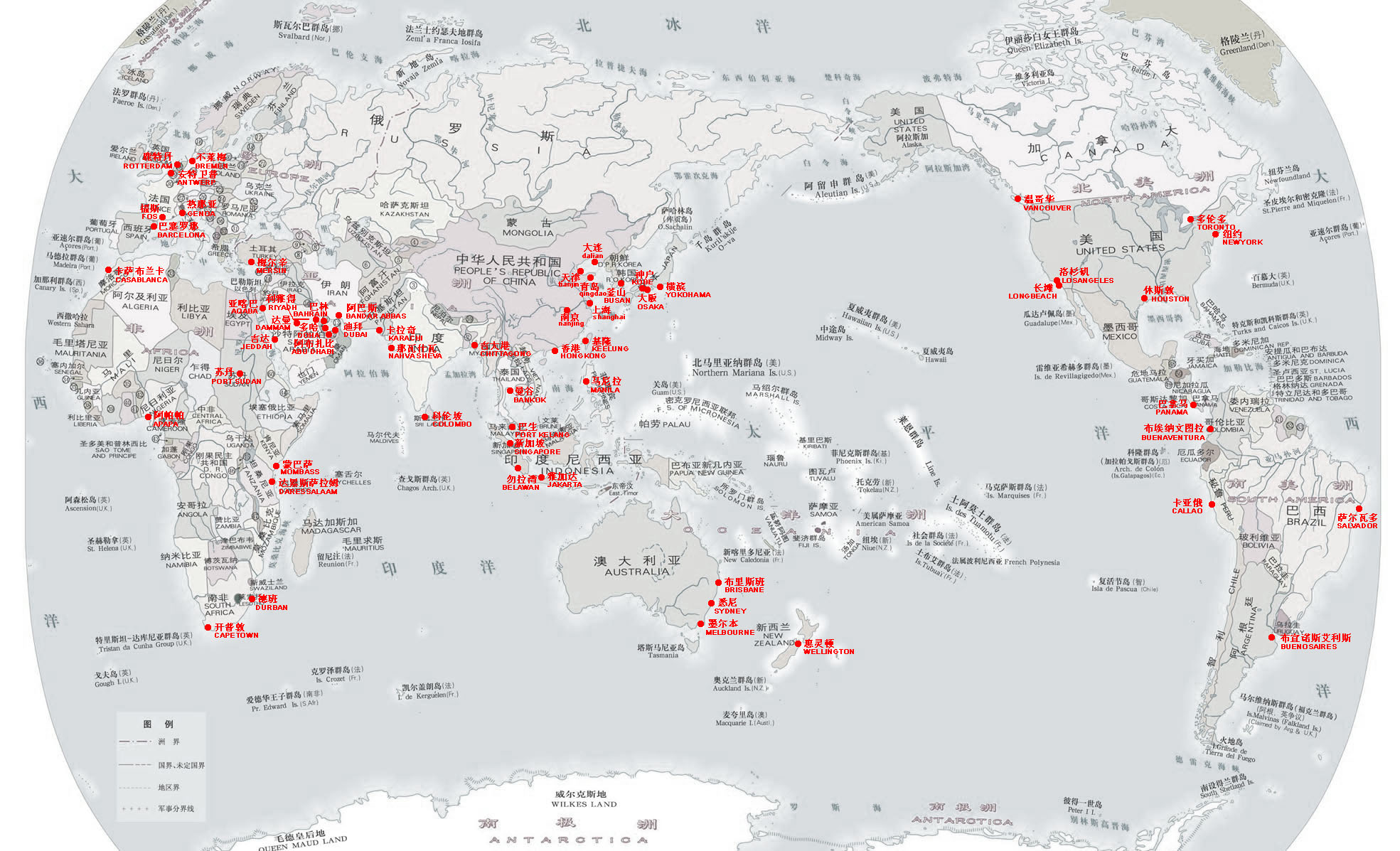 世界重要港口分布地图