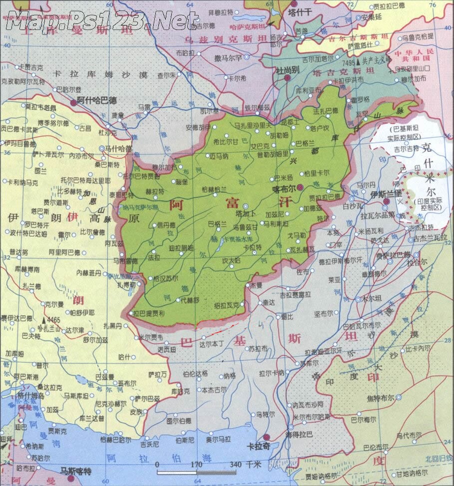 阿富汗地图中文版全图