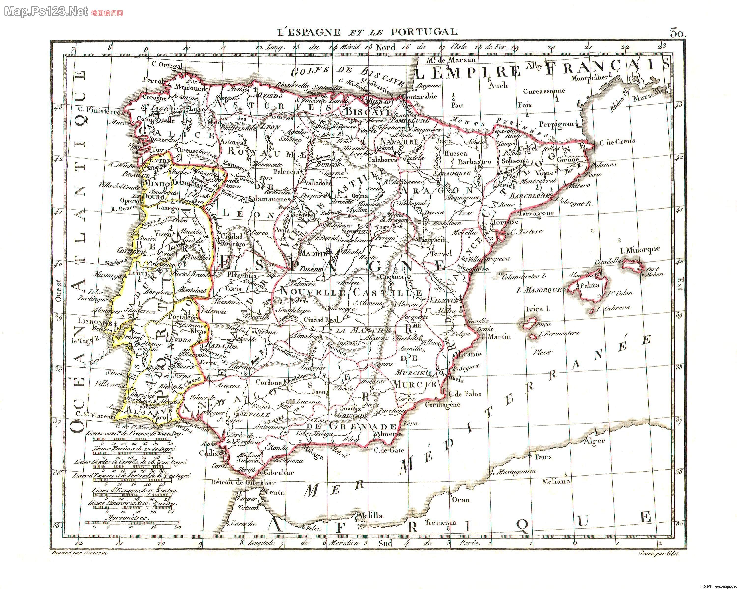世界地图 欧洲 西班牙 >> 西班牙地图英文版图片
