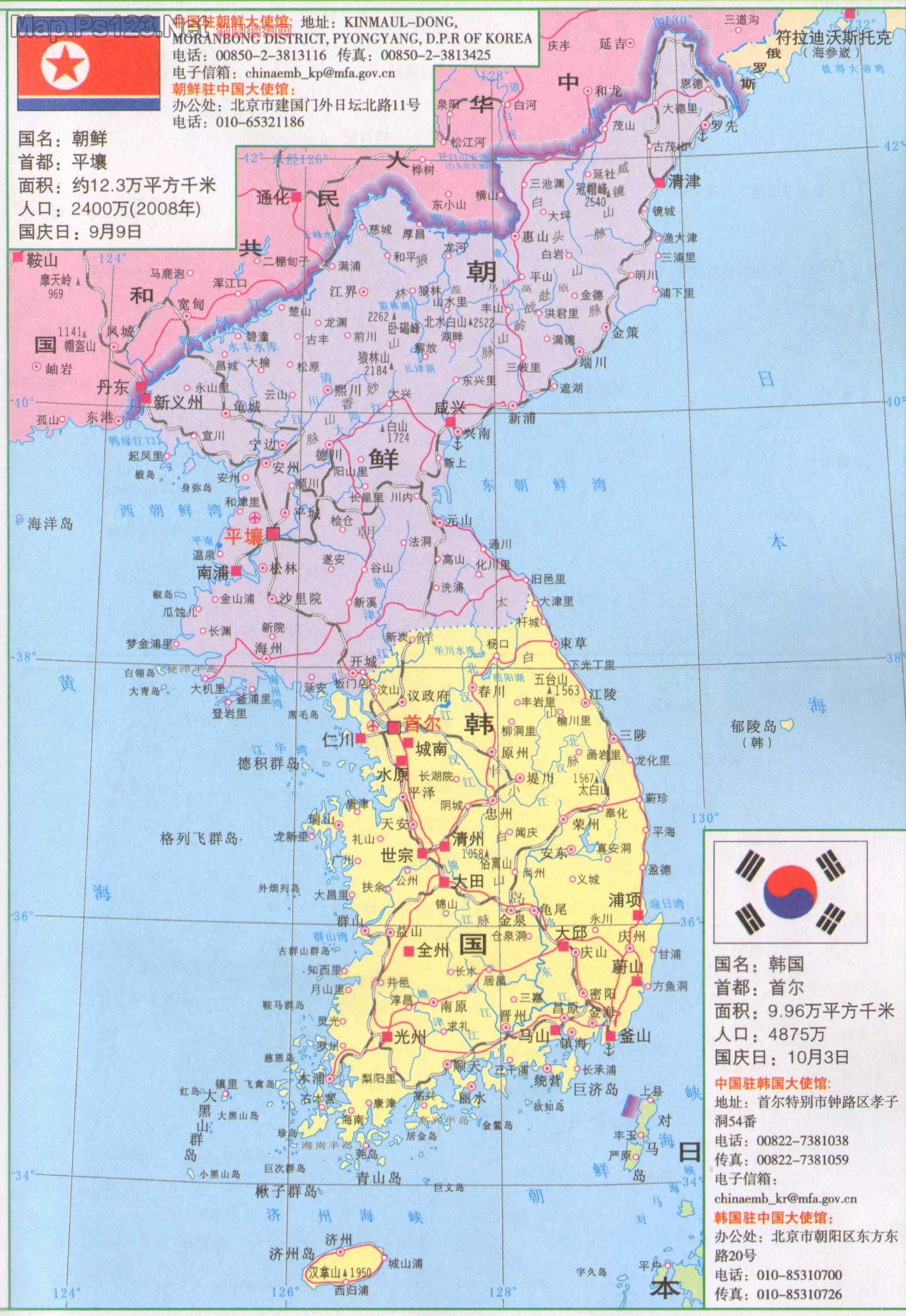 韩国地图中文版_韩国地图查询