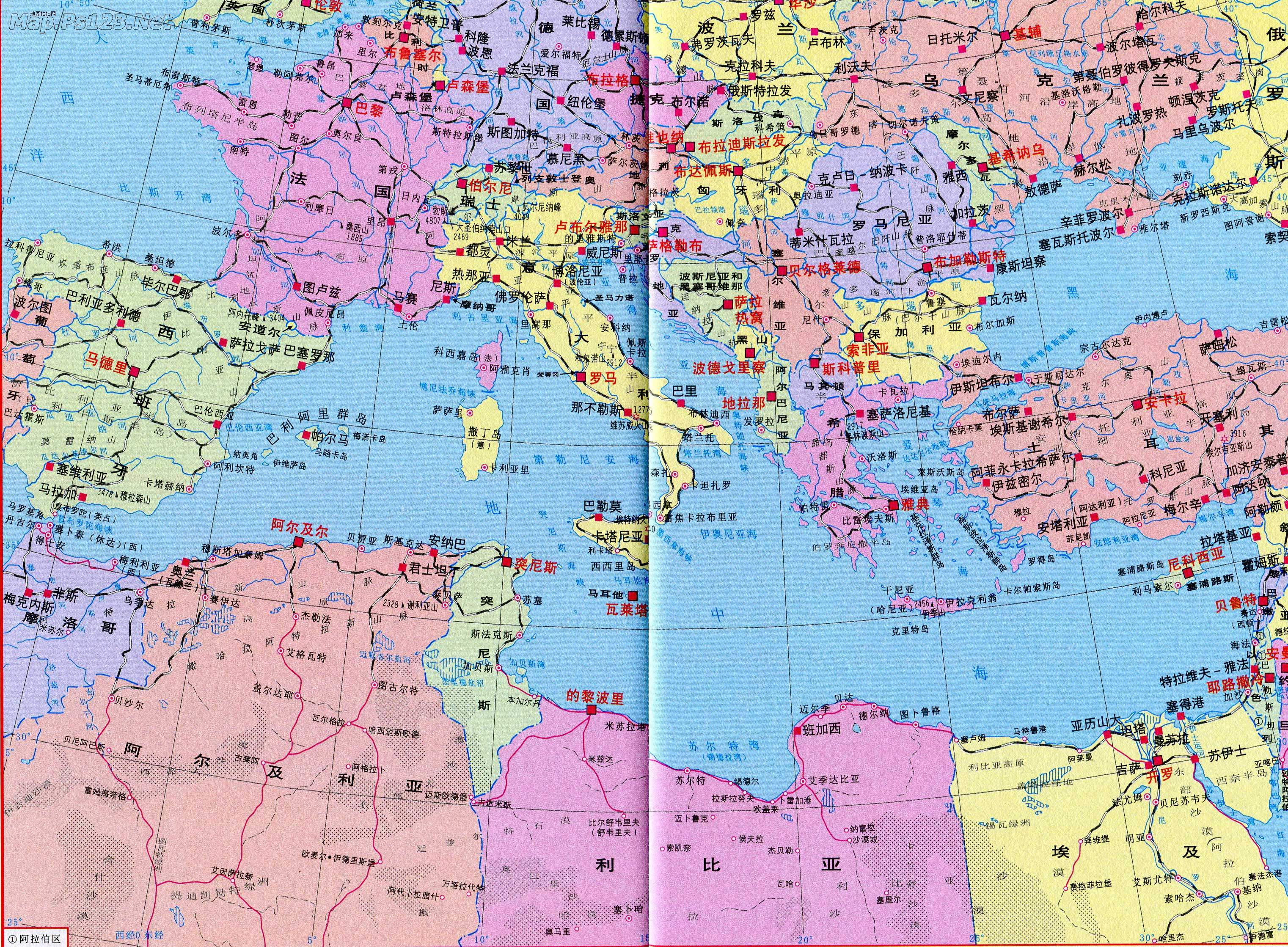 地中海地图中文版_海洋地图查询