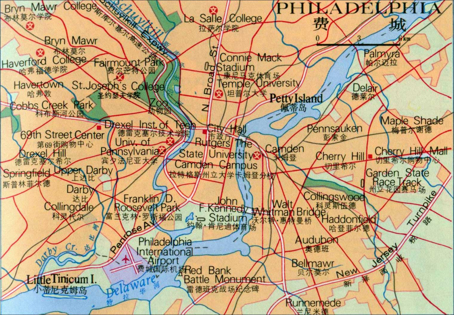 世界地图 北美洲 美国 >> 美国费城地图中文版全图  分类: 美国  更新图片