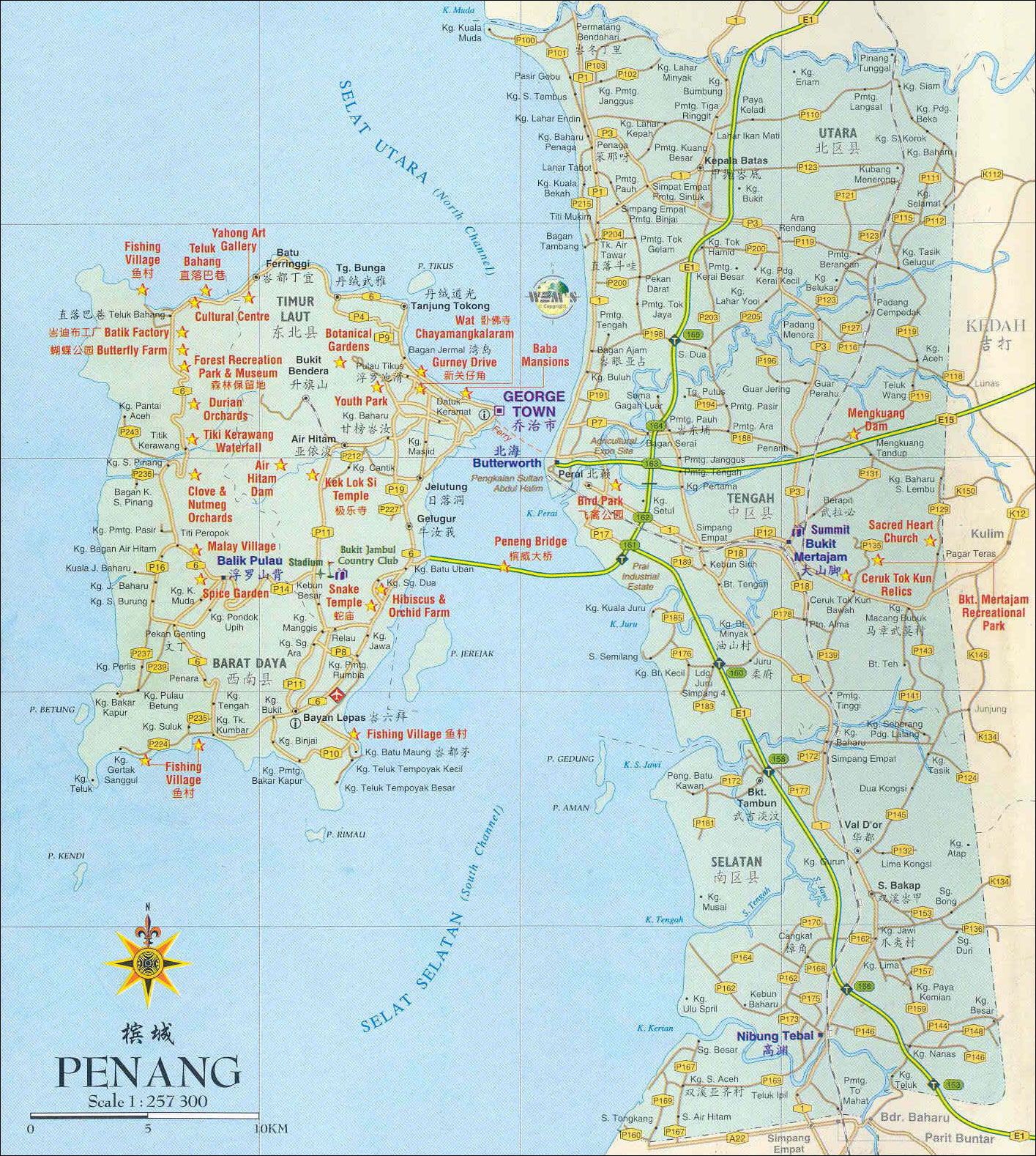 世界地图 亚洲 马来西亚 >> 槟城地图中文版图片